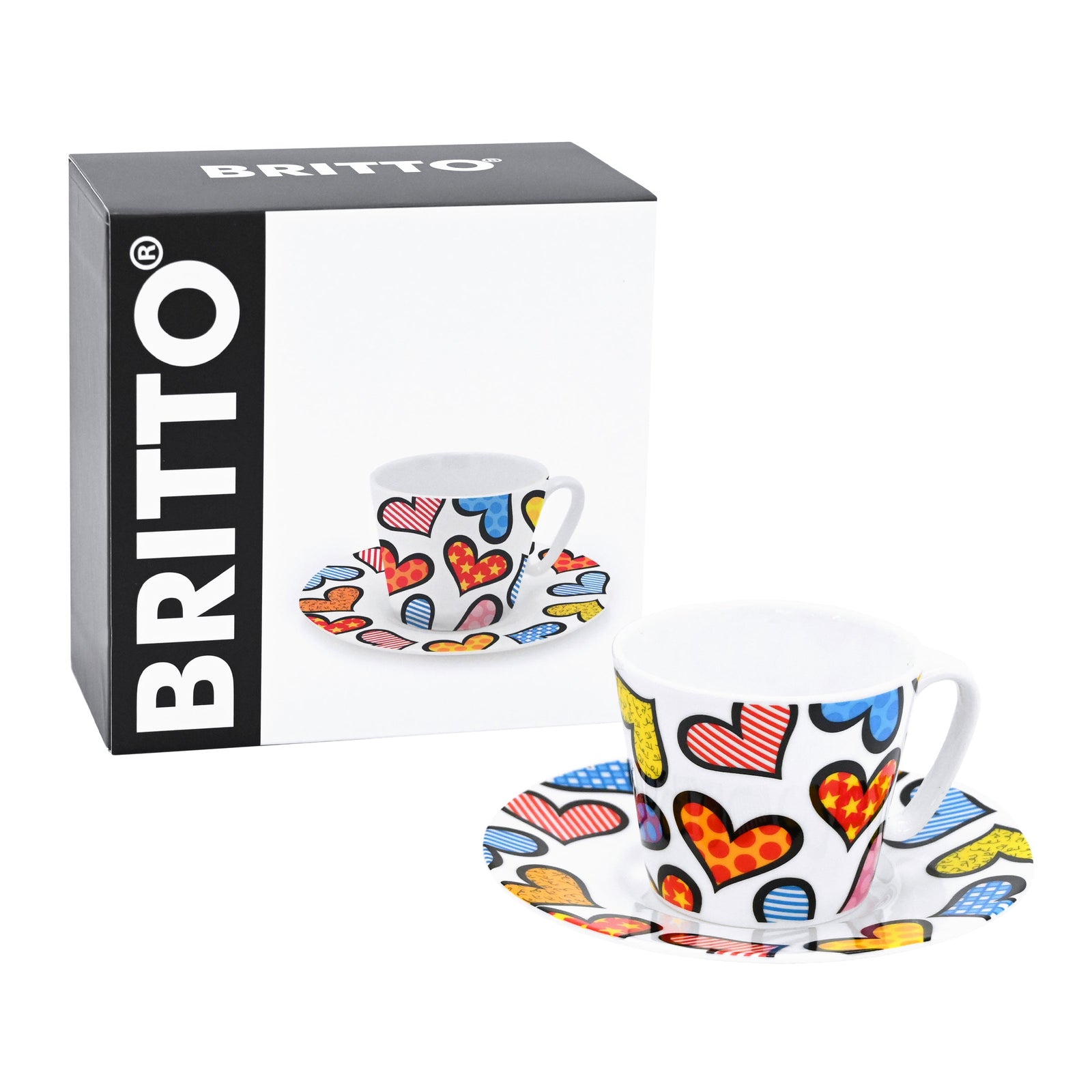 BRITTO® ESPRESSO COFFEE CUP & SAUCER - Hearts