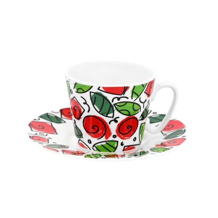 BRITTO® ESPRESSO COFFEE CUP & SAUCER - Roses