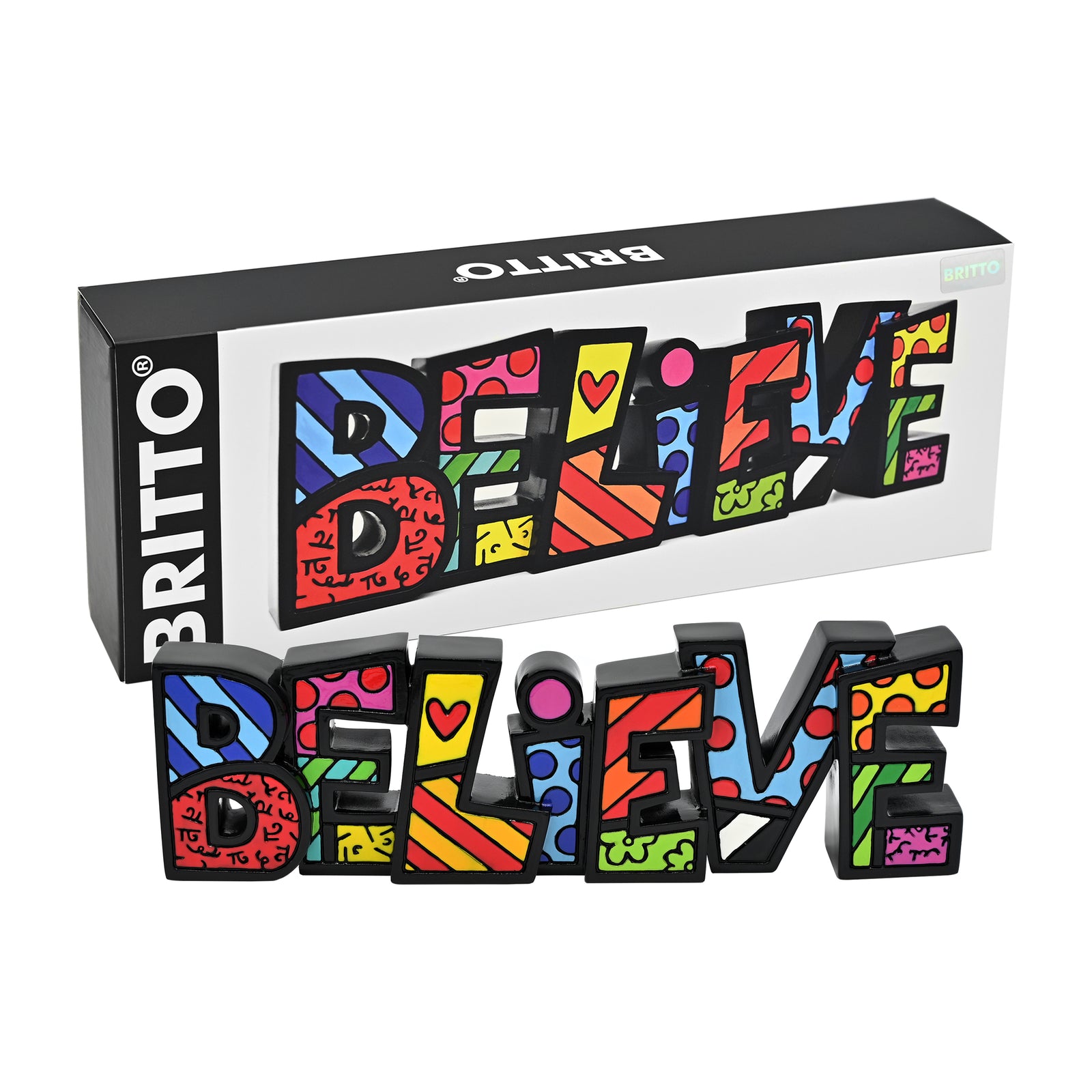 Romero Britto britto word figurine believe fba colorful pop art design
