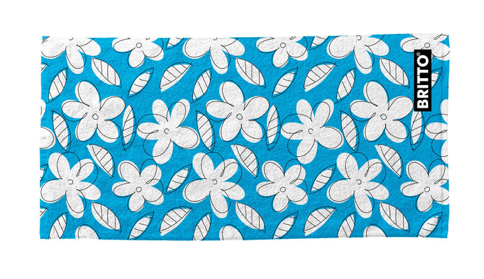 BRITTO® BEACH TOWEL - Limited Edition - BLUE FLOWERS