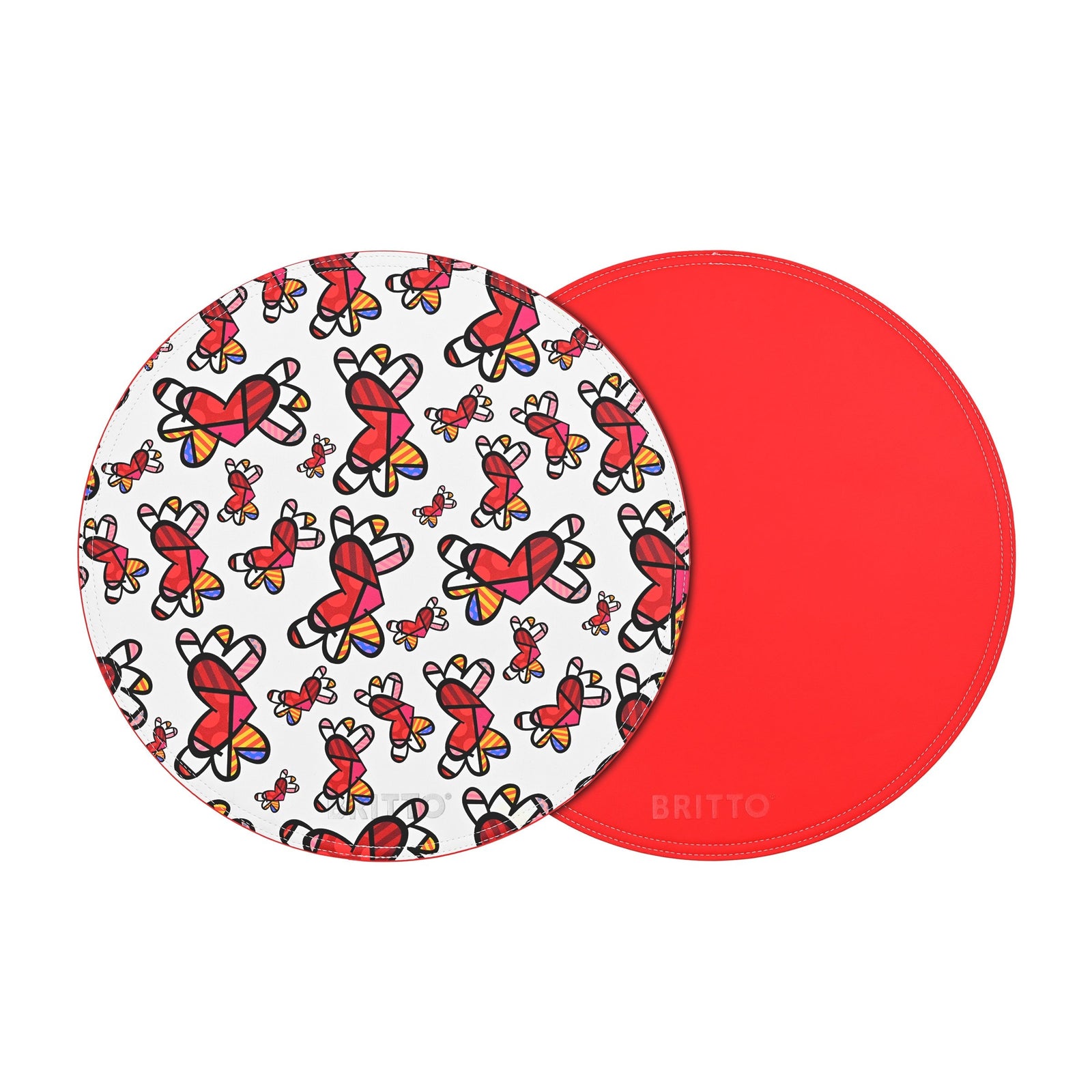 Romero Britto flying hearts britto placemats colorful pop art design