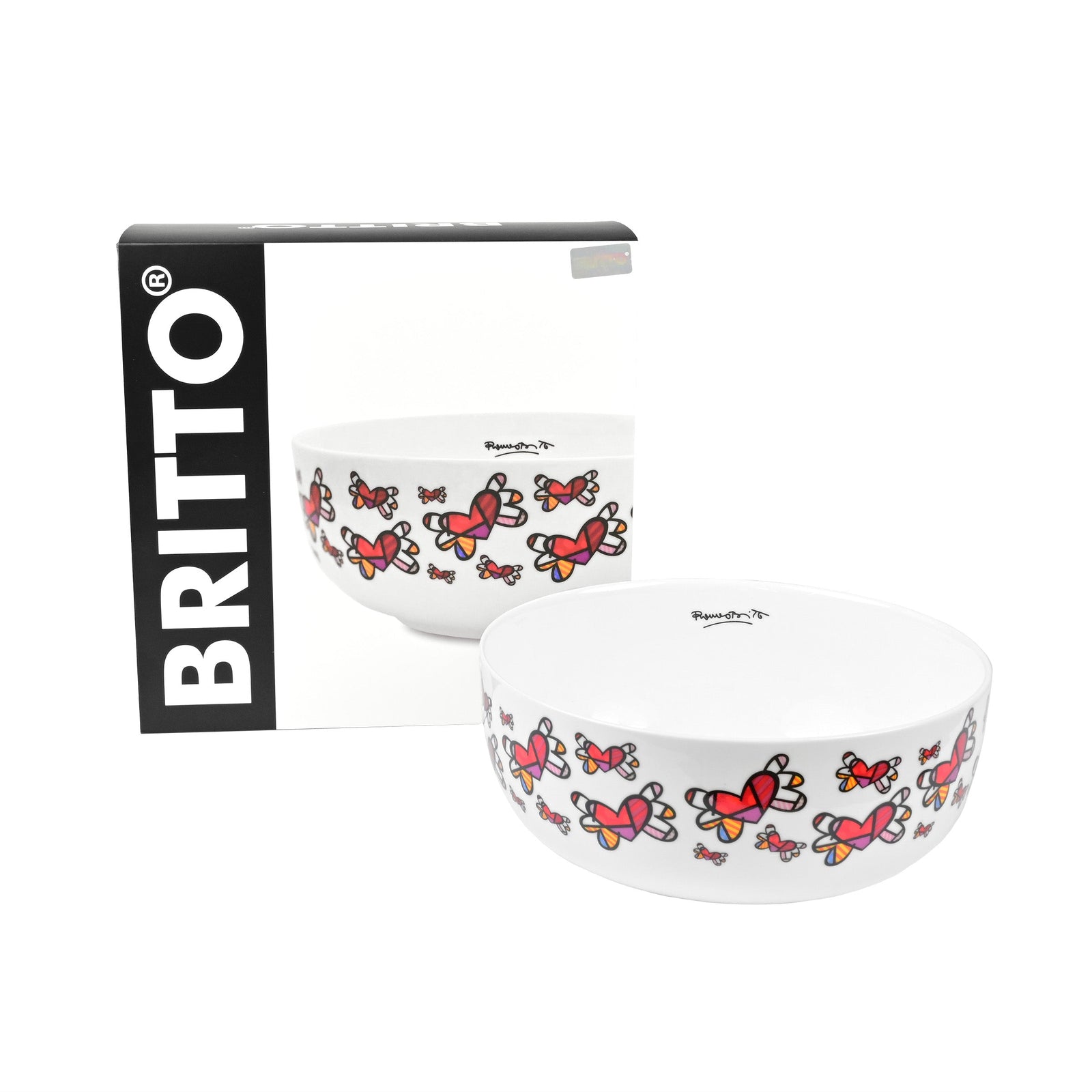 flying hearts britto bowl colorful decorative collectible gift idea