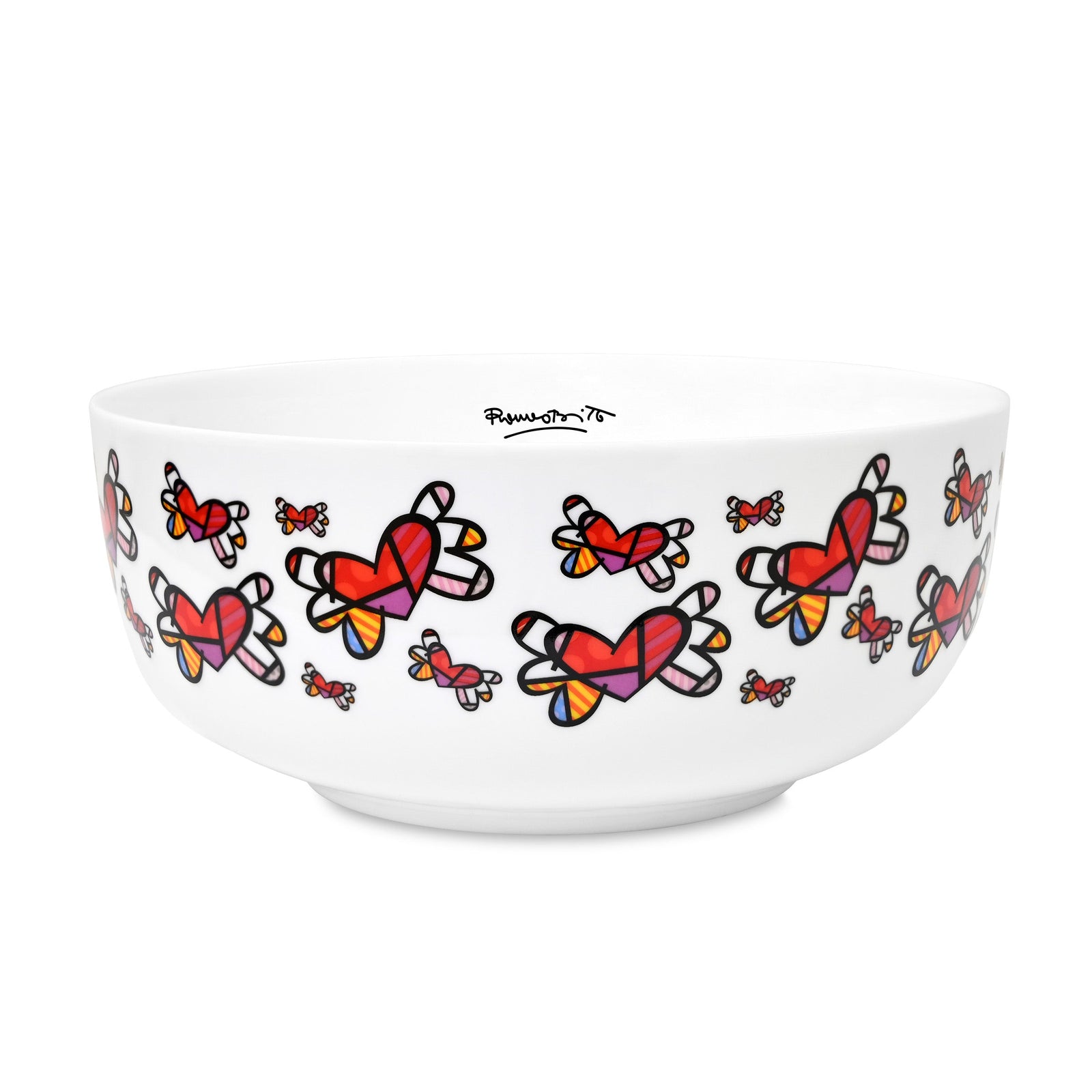 Romero Britto flying hearts britto bowl colorful pop art design
