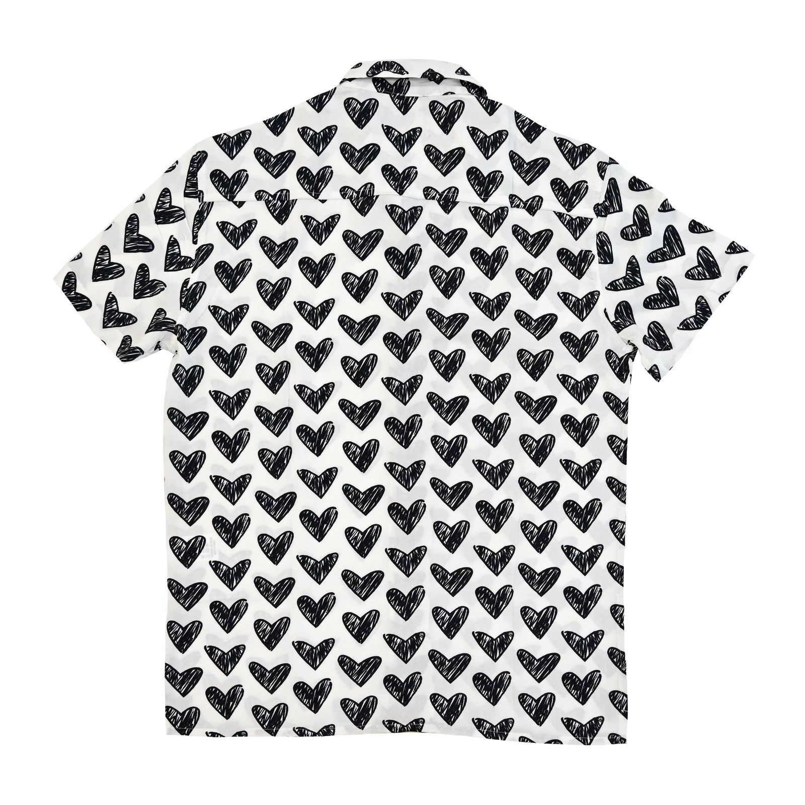 BRITTO® MEN'S SHORT SLEEVE BUTTON DOWN SHIRT - BLACK BRUSHSTROKE HEARTS