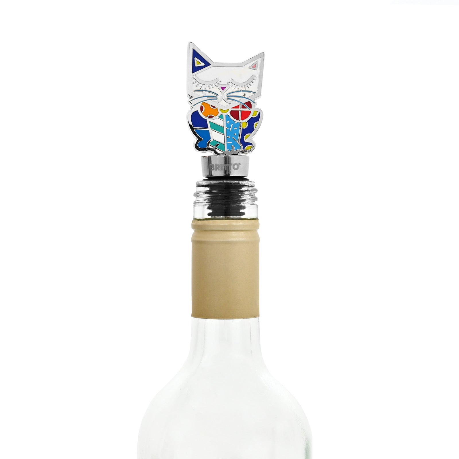 sam cat britto wine stopper colorful decorative collectible gift idea