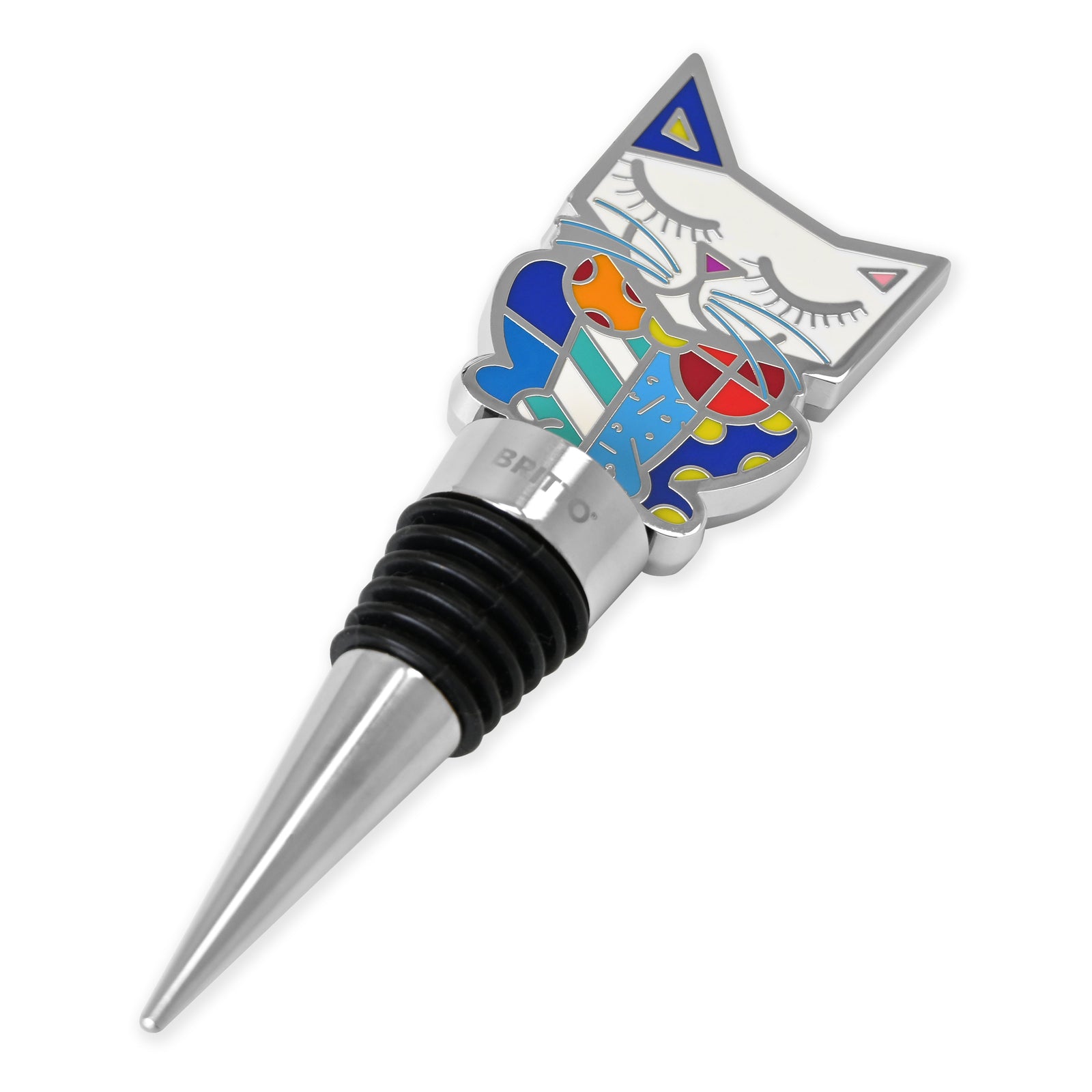 sam cat britto wine stopper artistic colorful design collectible