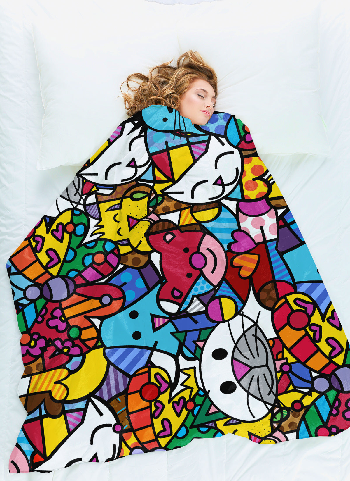 Romero Britto britto blanket best friends colorful pop art design