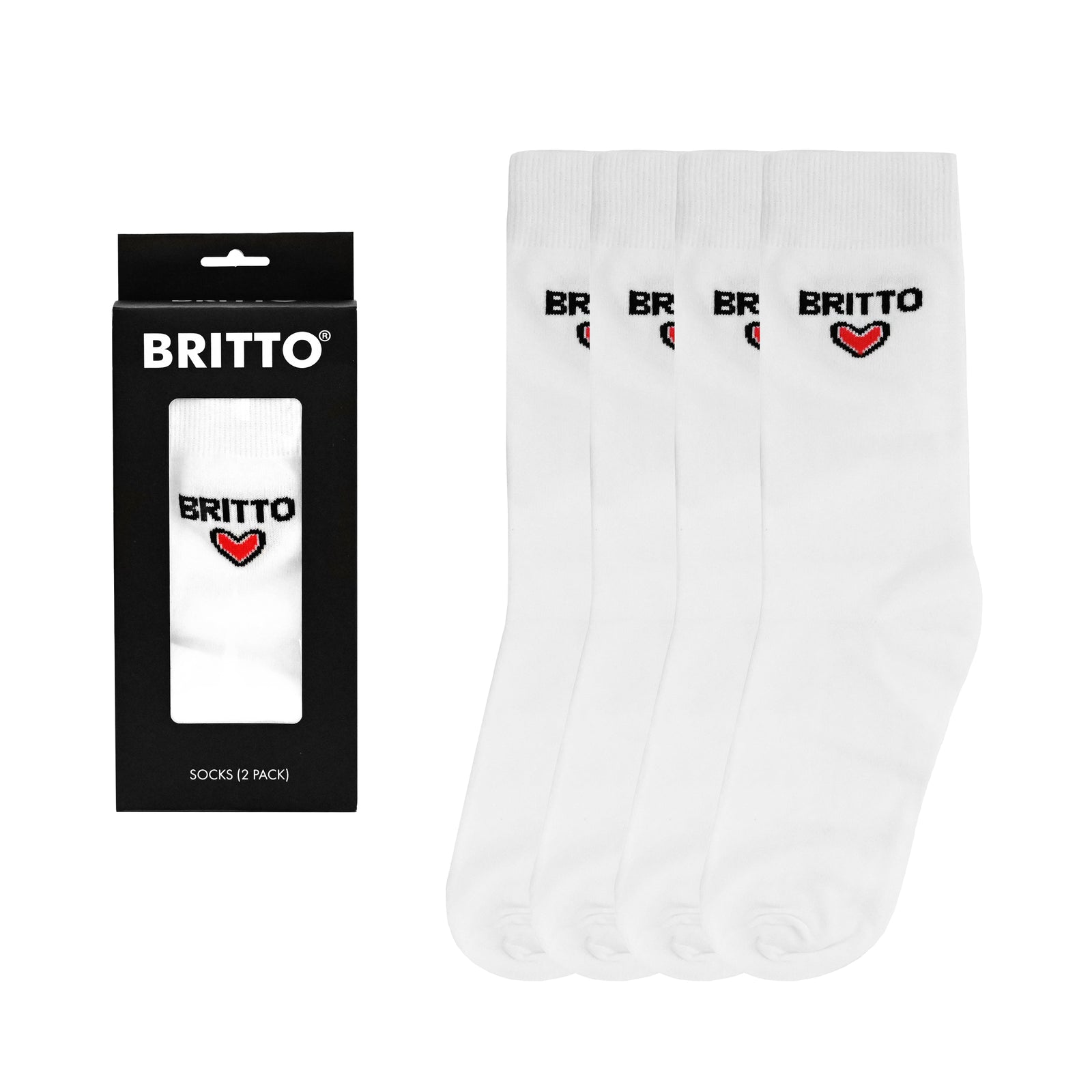 BRITTO® - White with Red Heart - Pack of 2