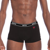 BRITTO® Boxer Briefs  - BLACK WITH EMBROIDERED HEART - Pack of 2
