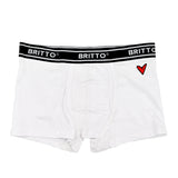 BRITTO® Boxer Briefs  - WHITE WITH EMBROIDERED HEART- Pack of 2 Heart