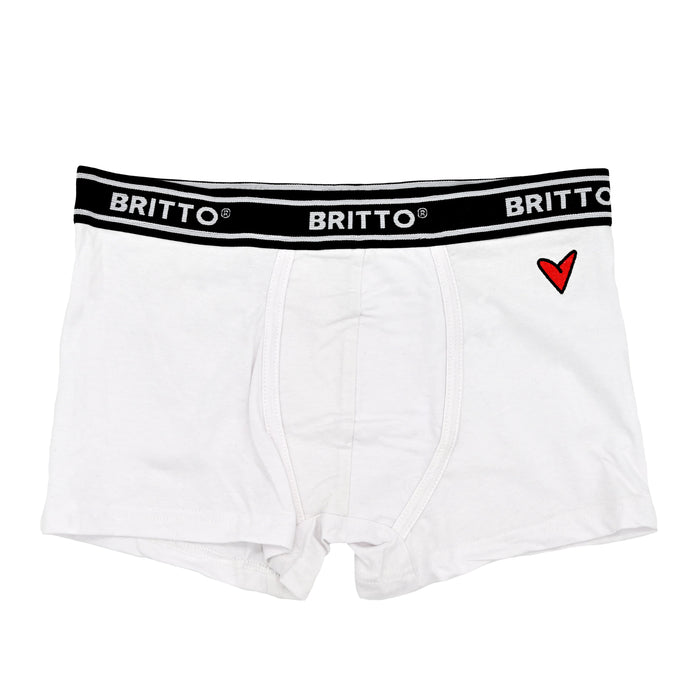 BRITTO® Boxer Briefs  - WHITE WITH EMBROIDERED HEART- Pack of 2 Heart