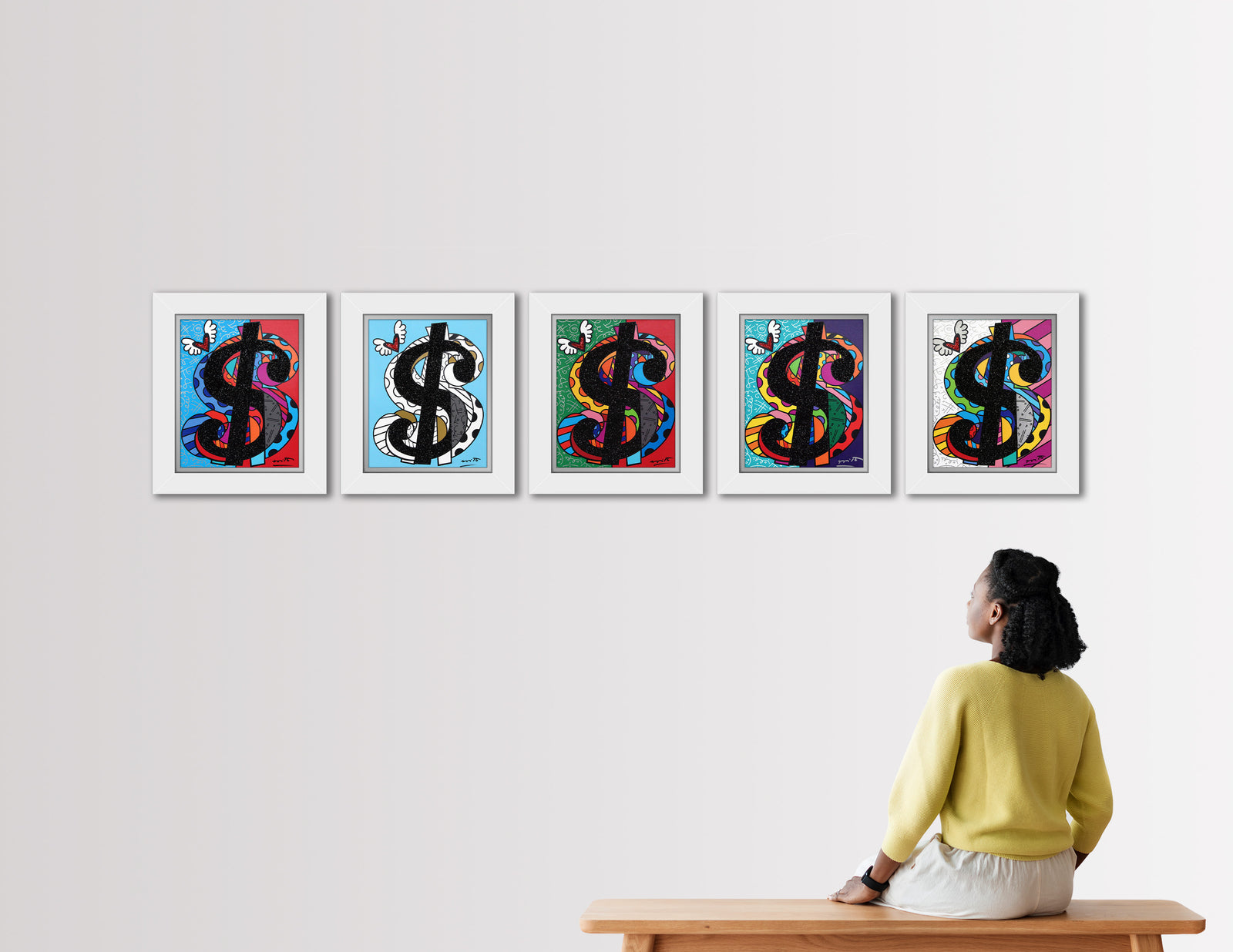 modern pop art cream series master pentaptych limited vibrant home decor