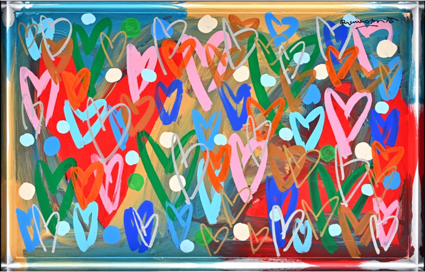 Romero Britto loads of love original painting colorful pop art design