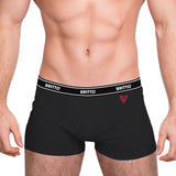 BRITTO® Boxer Briefs  - BLACK WITH EMBROIDERED HEART - Pack of 2