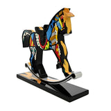 ROCKING HORSE - Black Base - Mixed Media Original Wood Sculpture