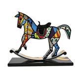 ROCKING HORSE - Black Base - Mixed Media Original Wood Sculpture