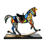 ROCKING HORSE - Black Base - Mixed Media Original Wood Sculpture