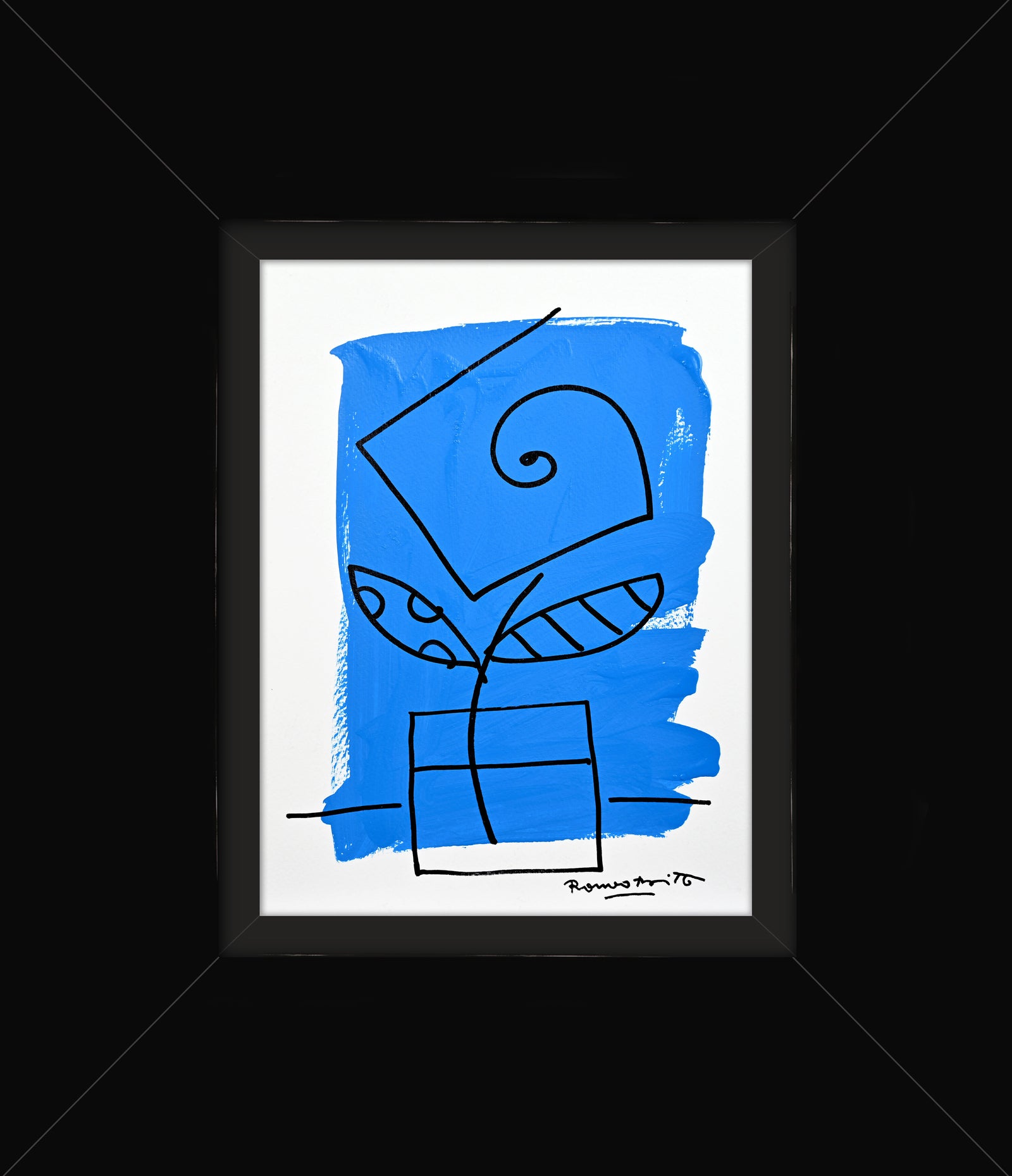 Romero Britto two color collection original drawing  contemporary pop art piece