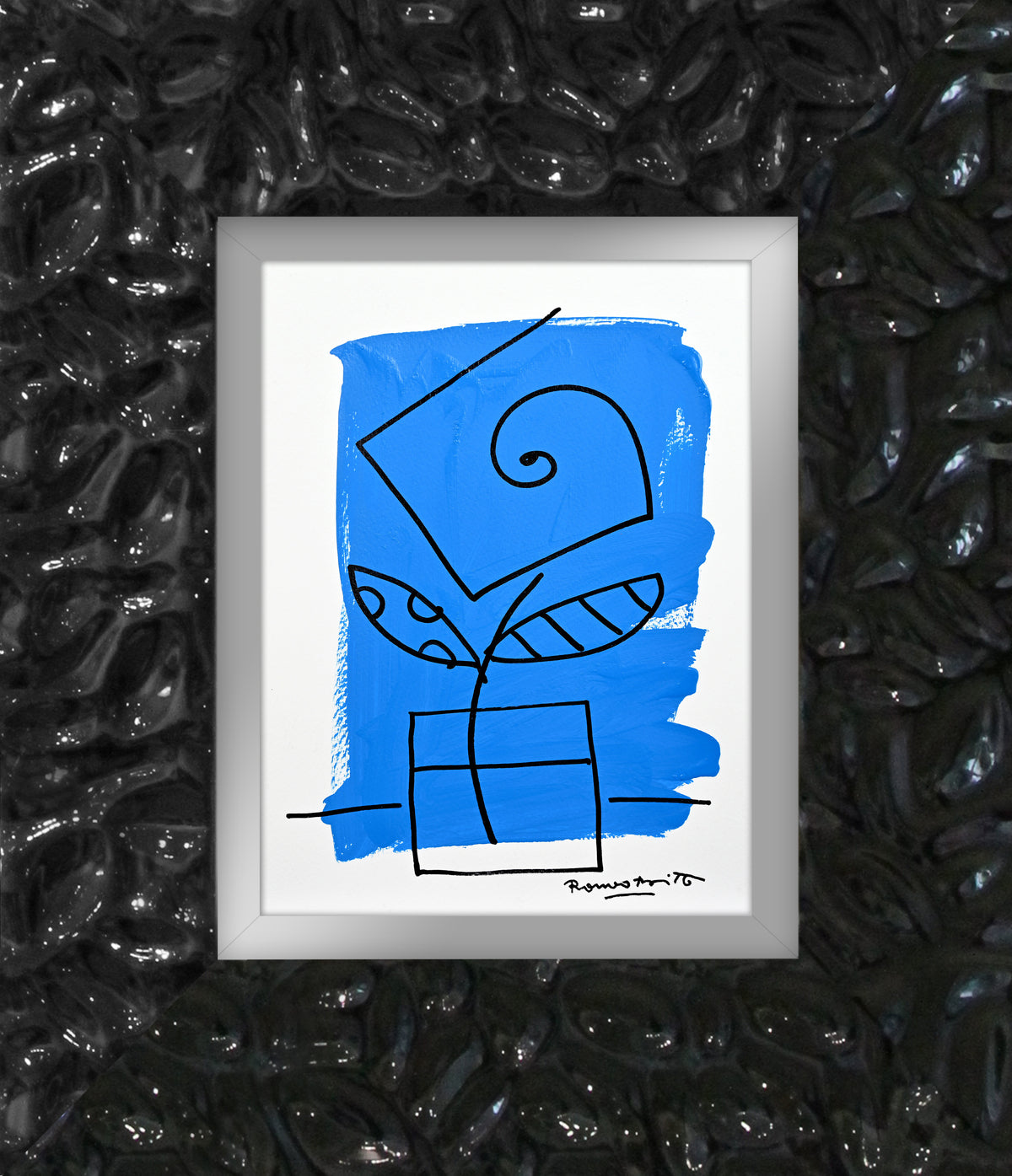 Romero Britto two color collection original drawing  contemporary pop art piece