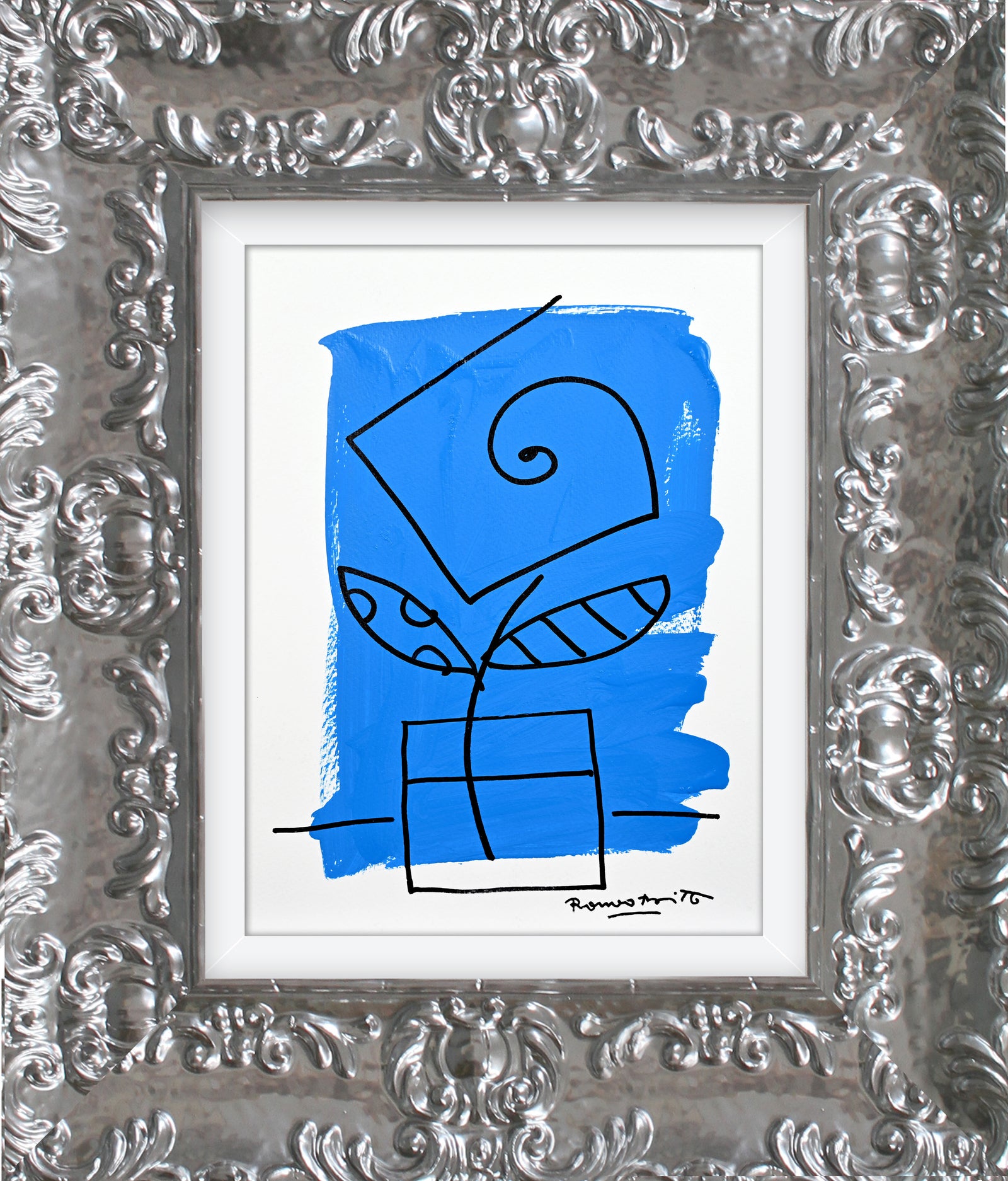 modern pop art two color collection original drawing  vibrant home decor