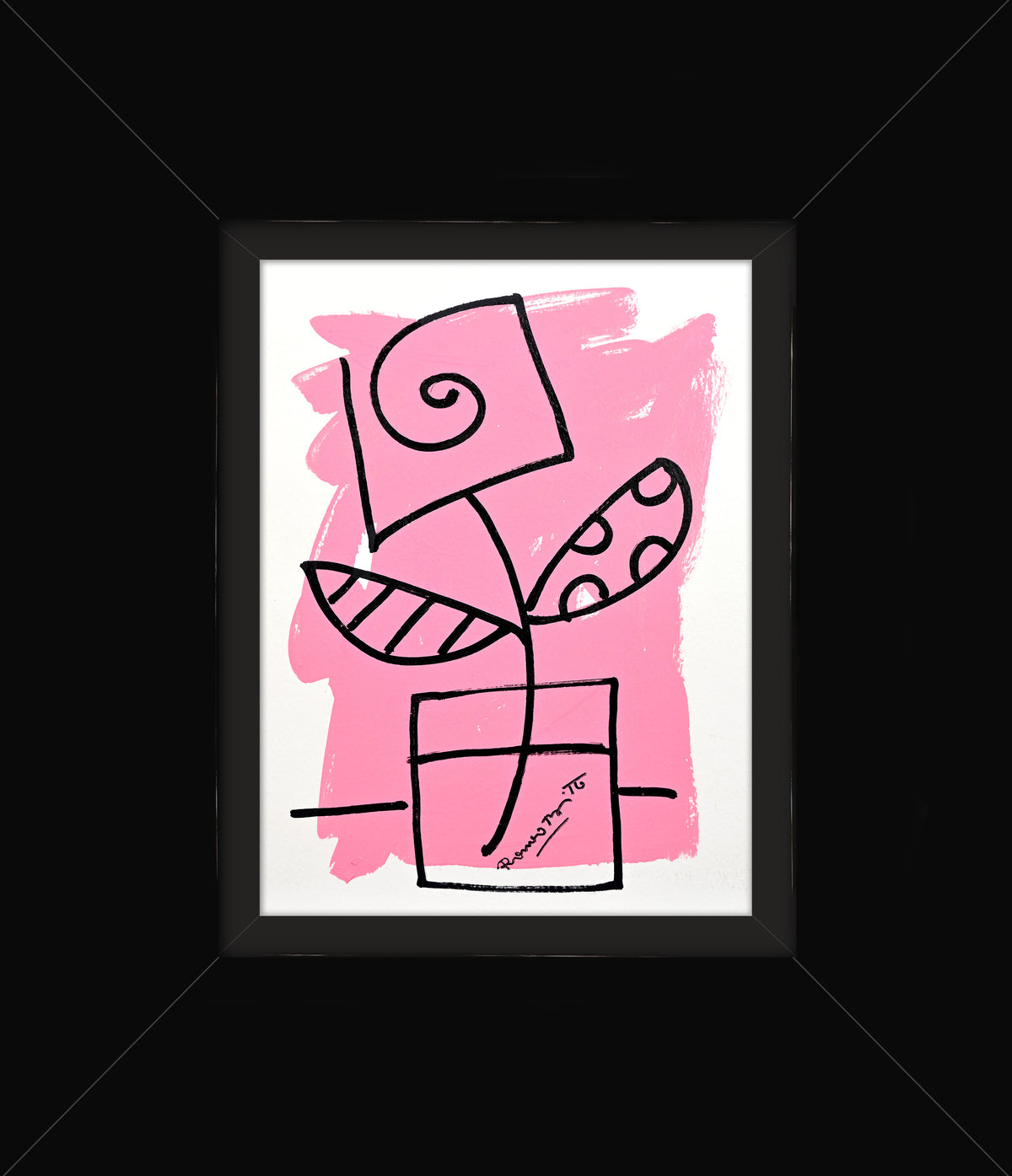Romero Britto two color collection original drawing  contemporary pop art piece