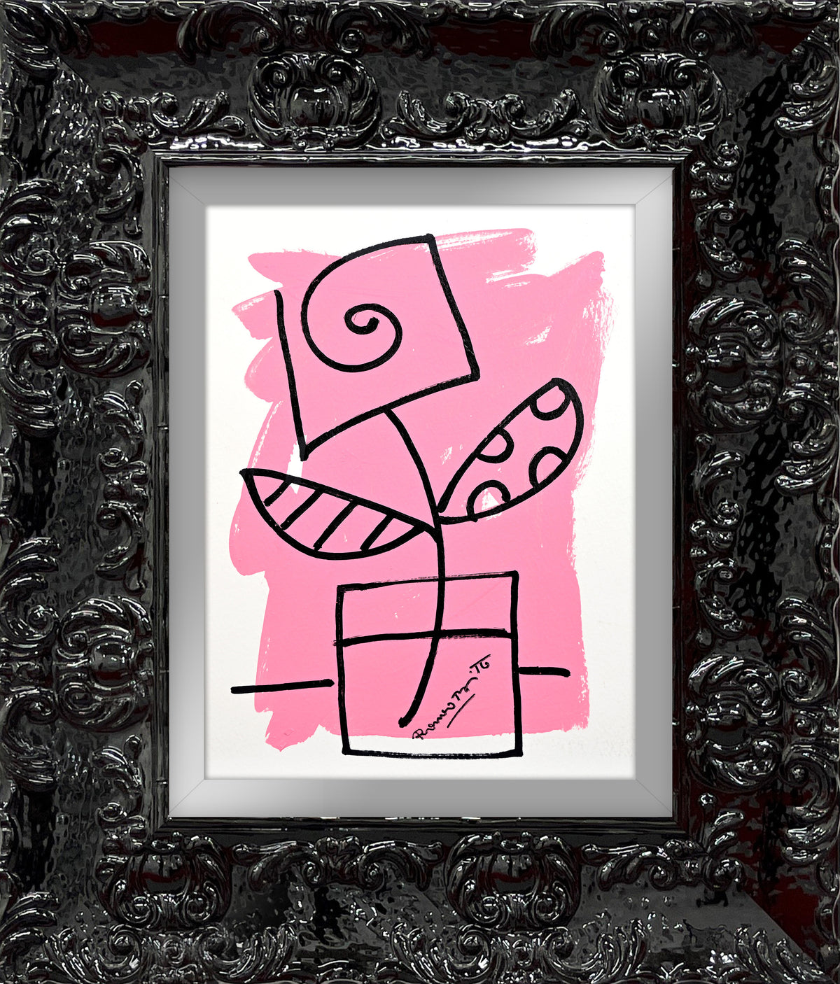 modern pop art two color collection original drawing  vibrant home decor