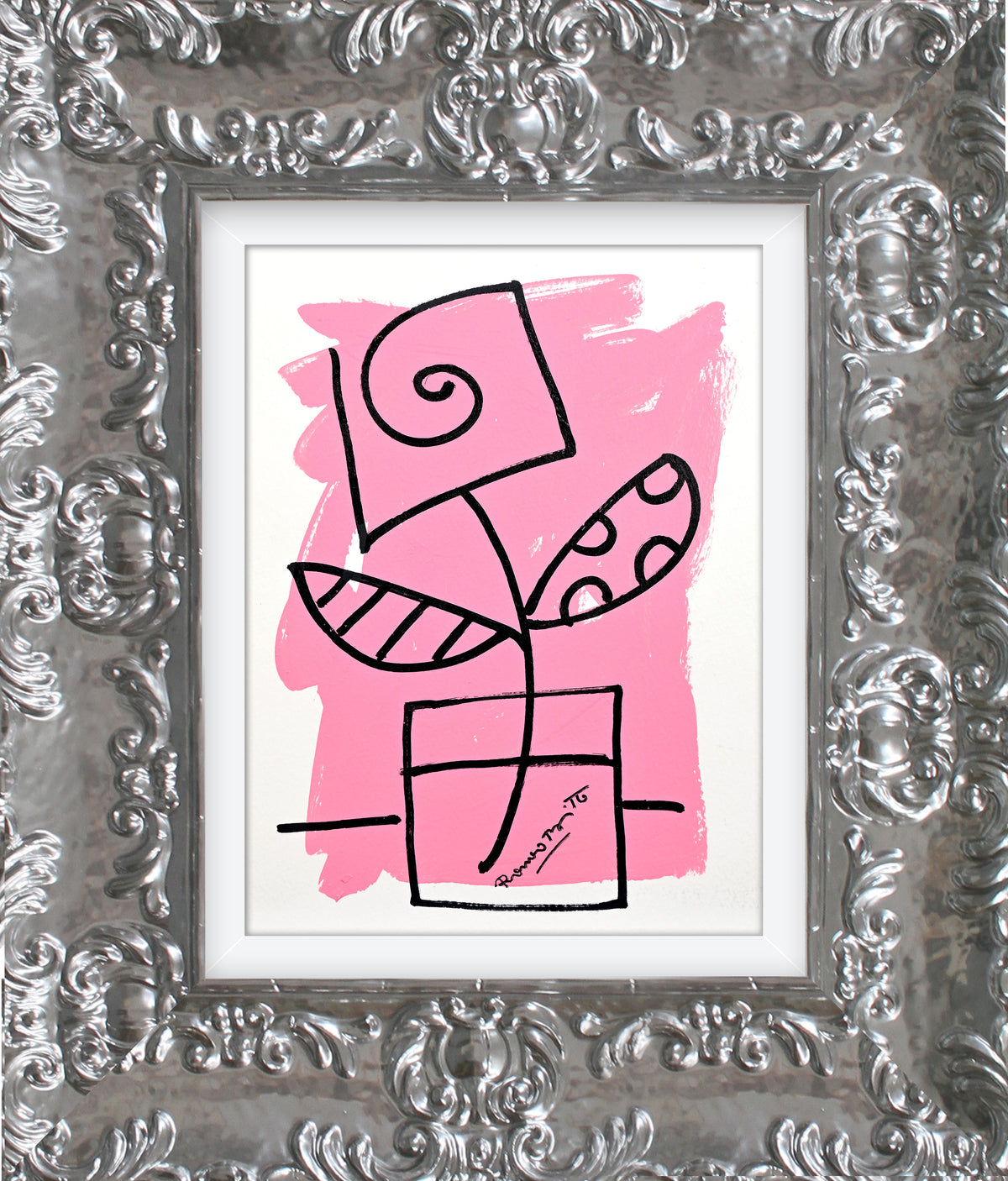 modern pop art two color collection original drawing  vibrant home decor