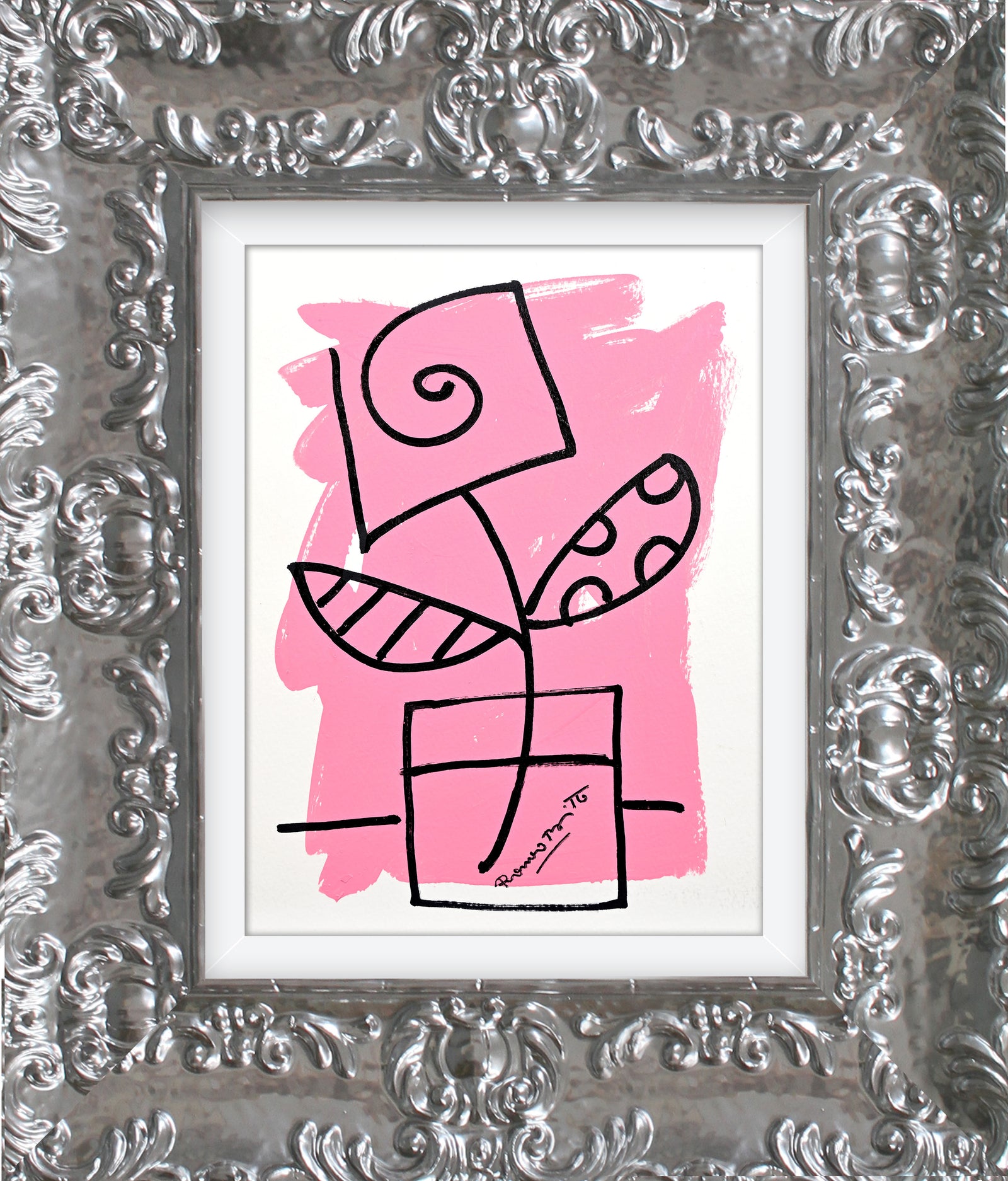 modern pop art two color collection original drawing  vibrant home decor