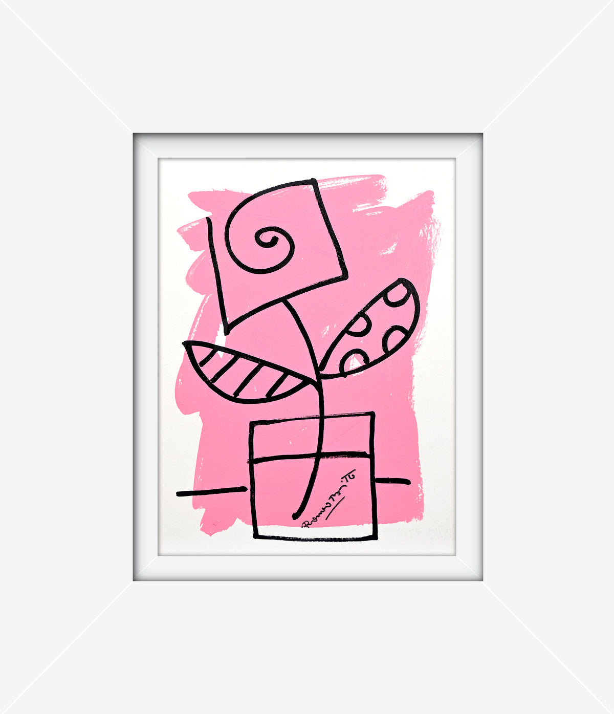 Romero Britto two color collection original drawing  contemporary pop art piece