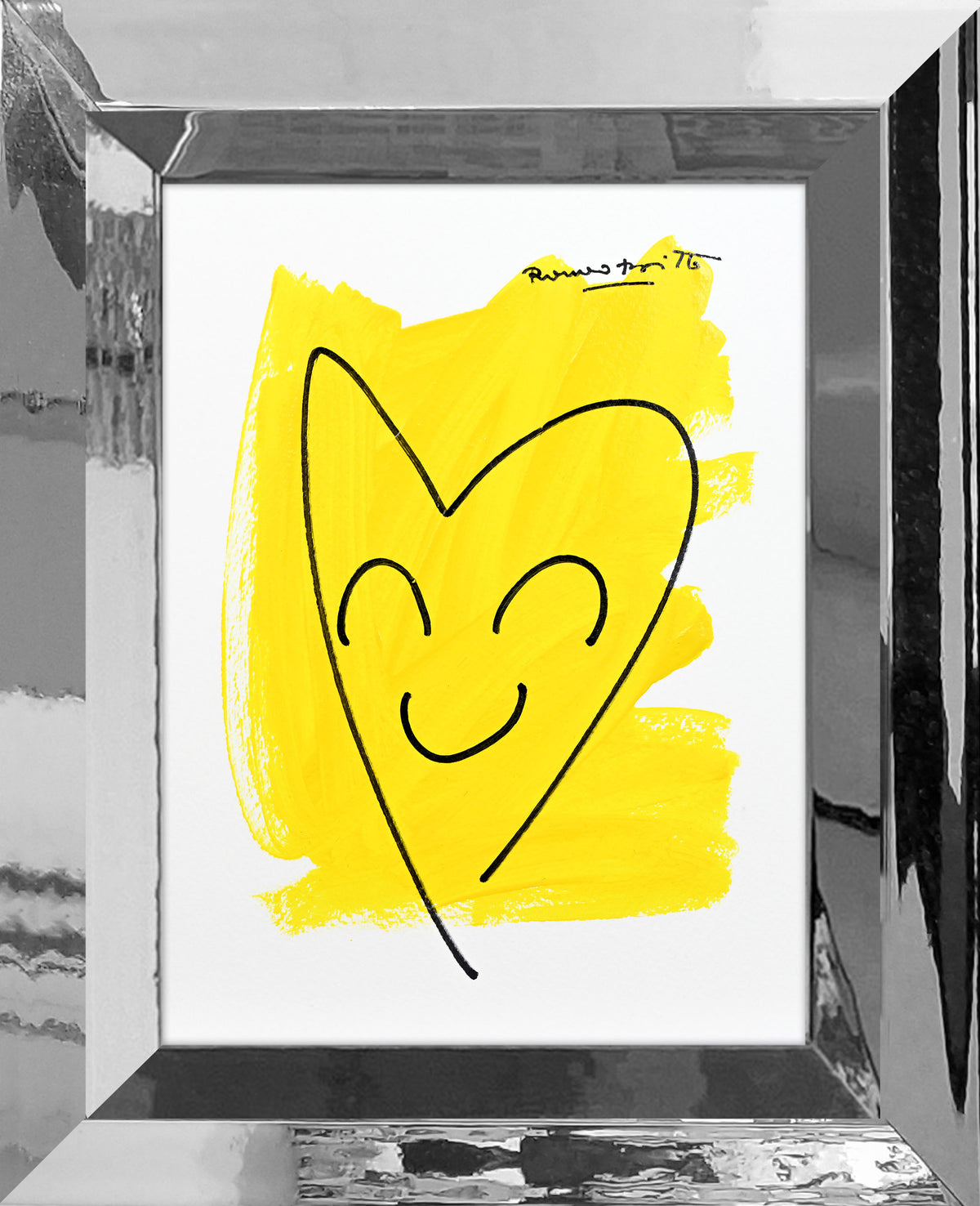 Romero Britto two color collection original drawing  contemporary pop art piece