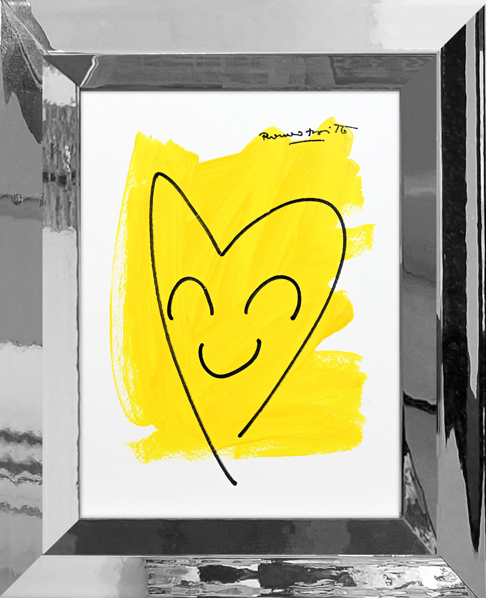 Romero Britto two color collection original drawing  contemporary pop art piece