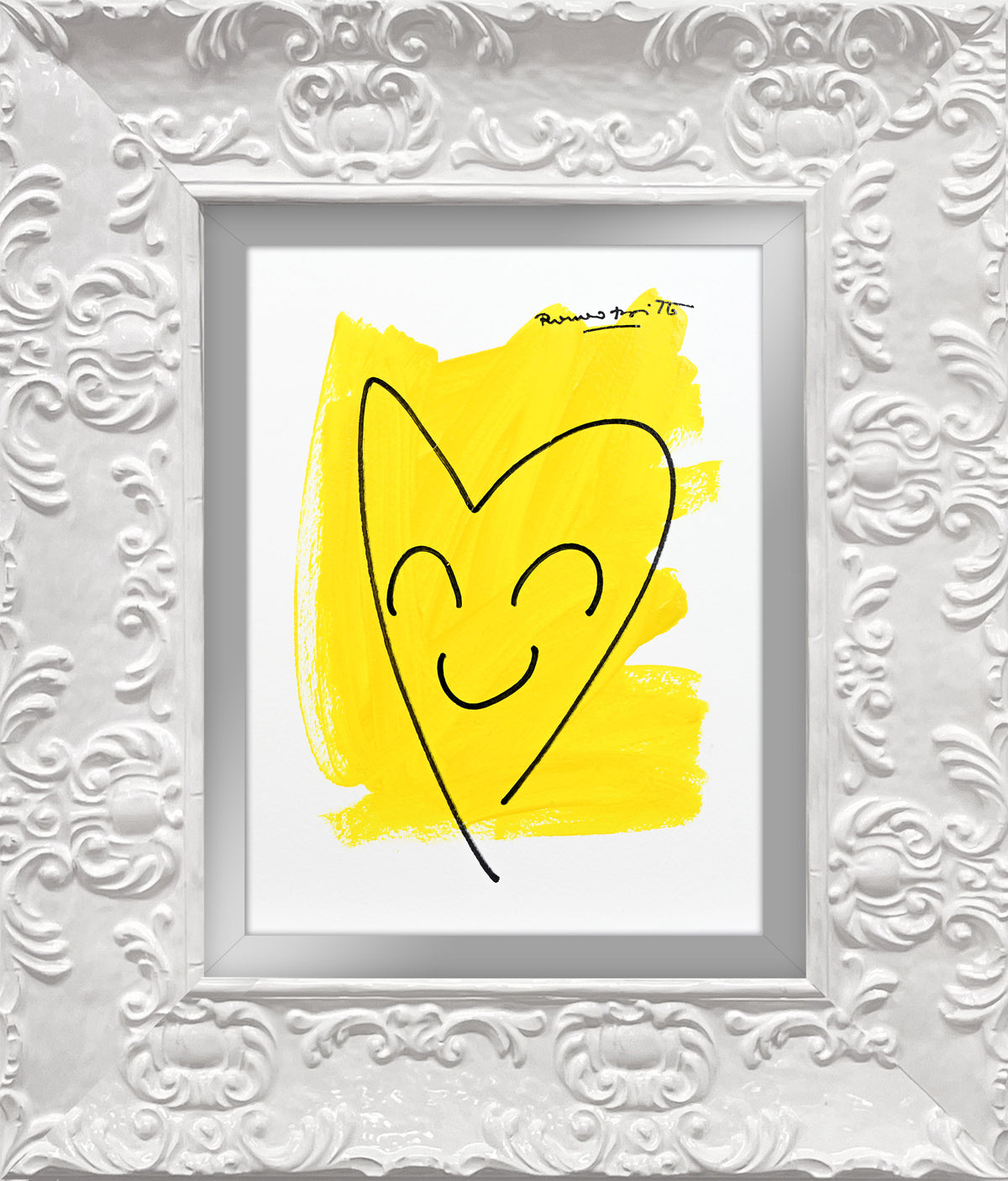 Romero Britto two color collection original drawing  contemporary pop art piece