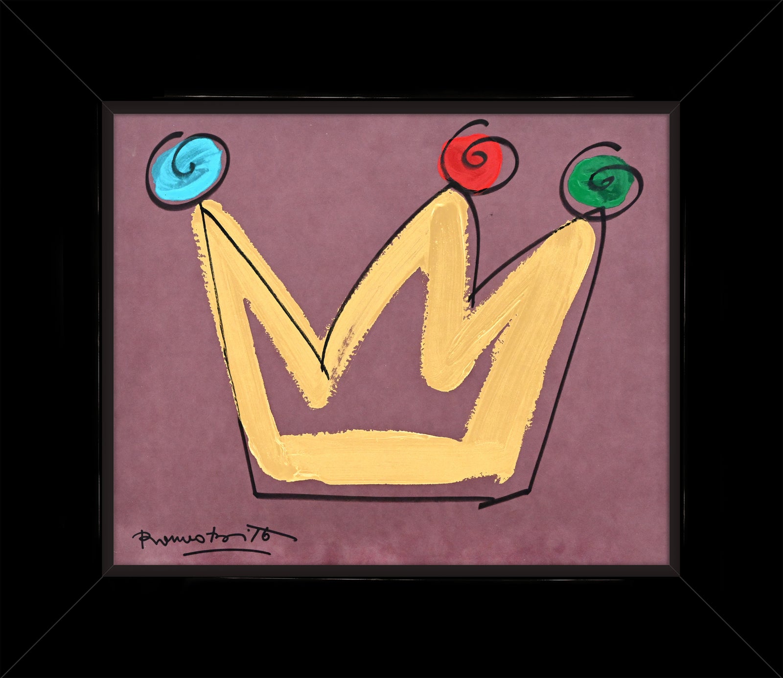 Romero Britto royalty crown original drawing  contemporary pop art piece