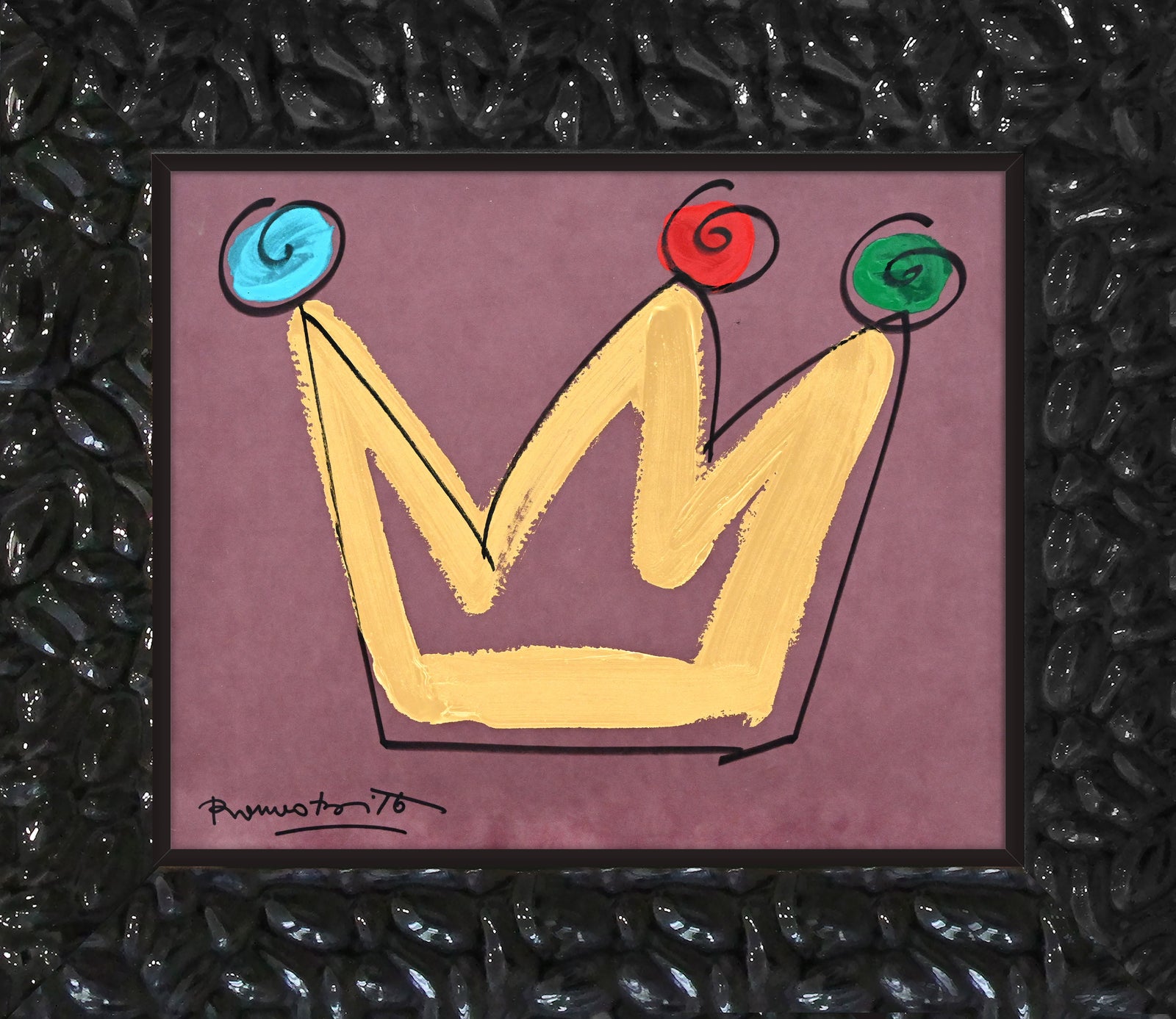 modern pop art royalty crown original drawing  vibrant home decor