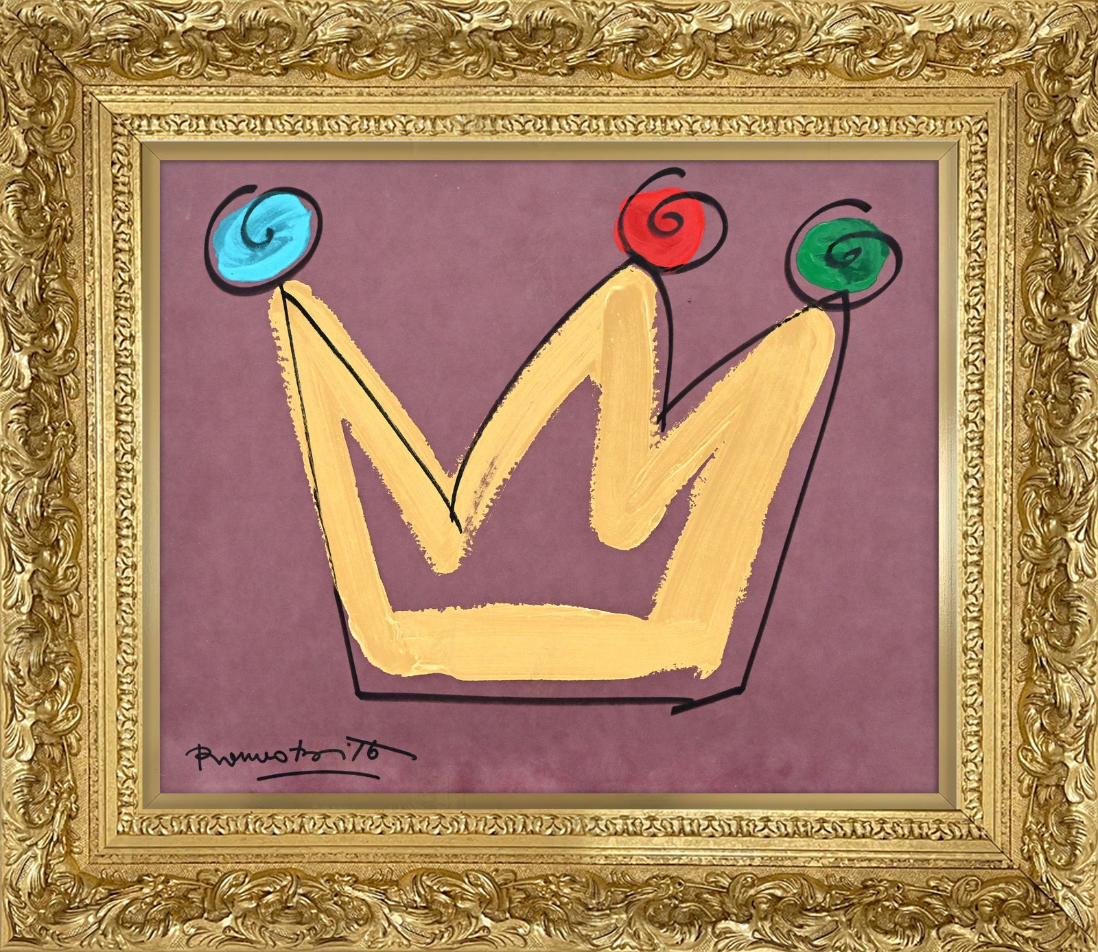 Romero Britto royalty crown original drawing  colorful pop art design
