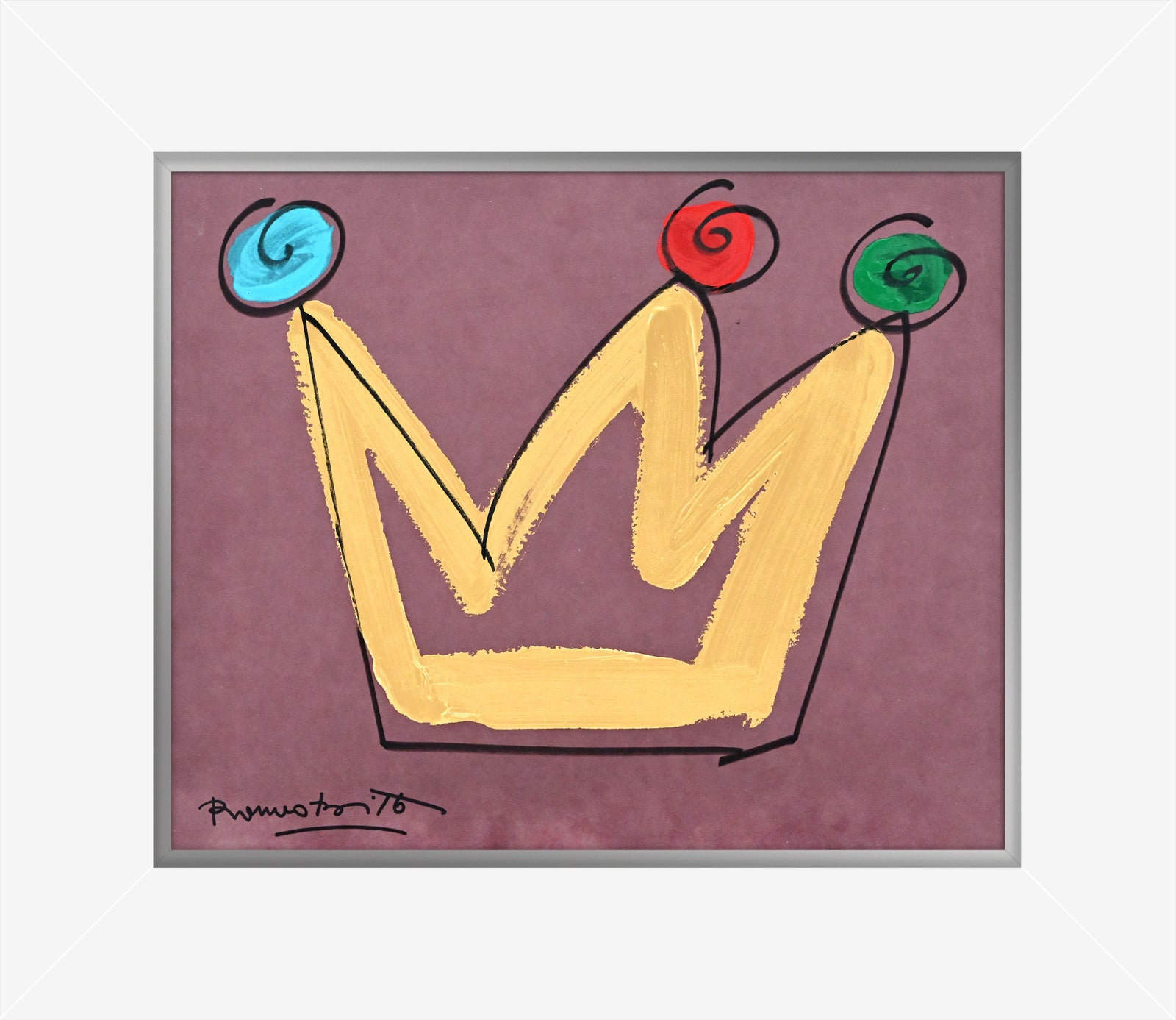 modern pop art royalty crown original drawing  vibrant home decor
