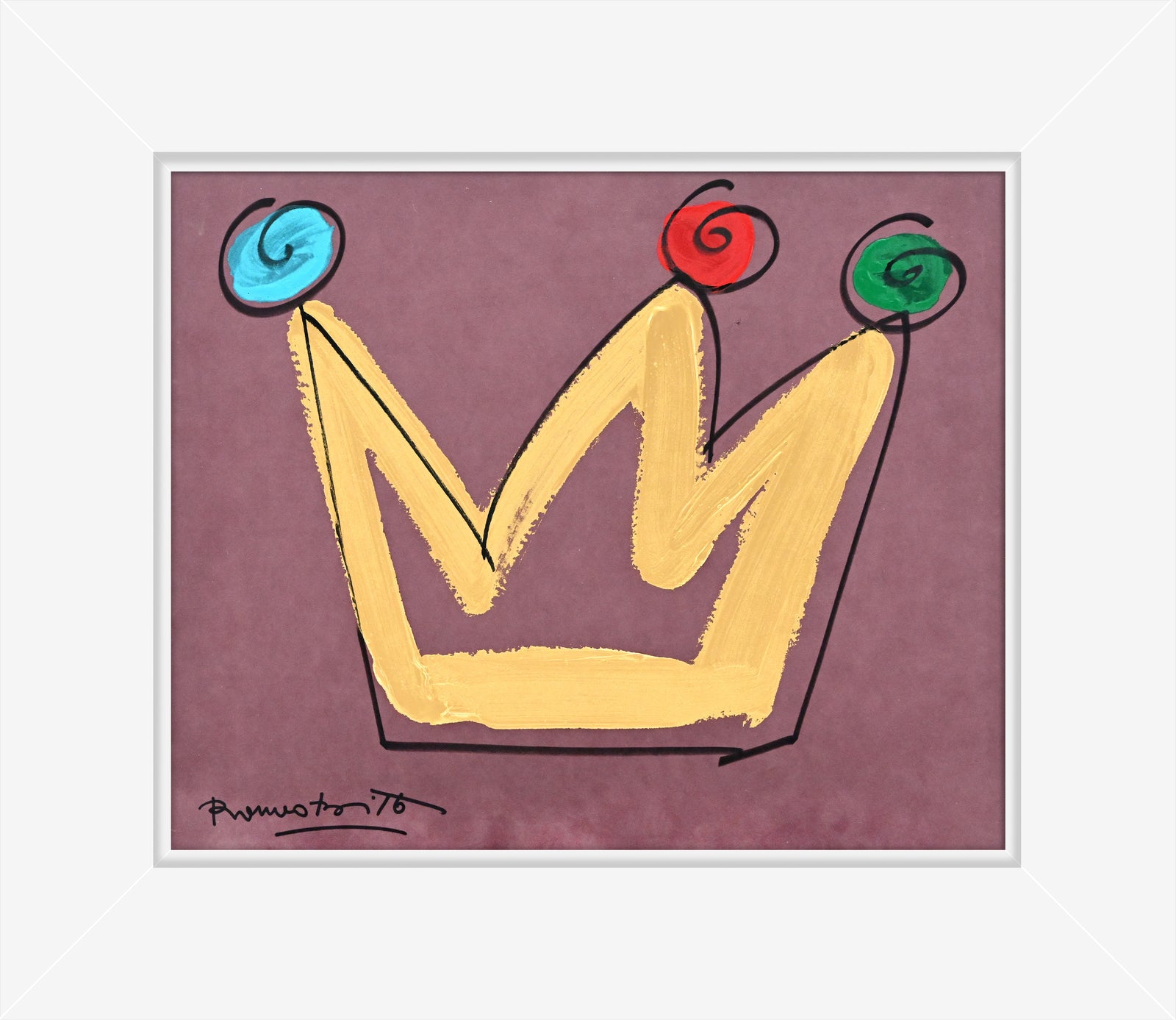 royalty crown original drawing  artistic colorful design collectible