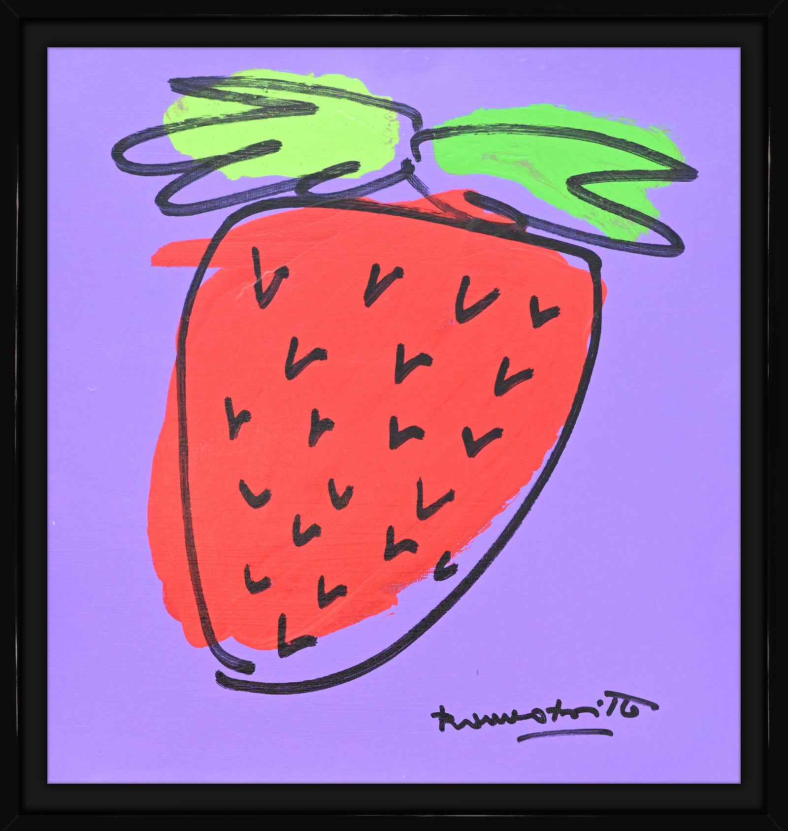 strawberry original drawing  artistic colorful design collectible