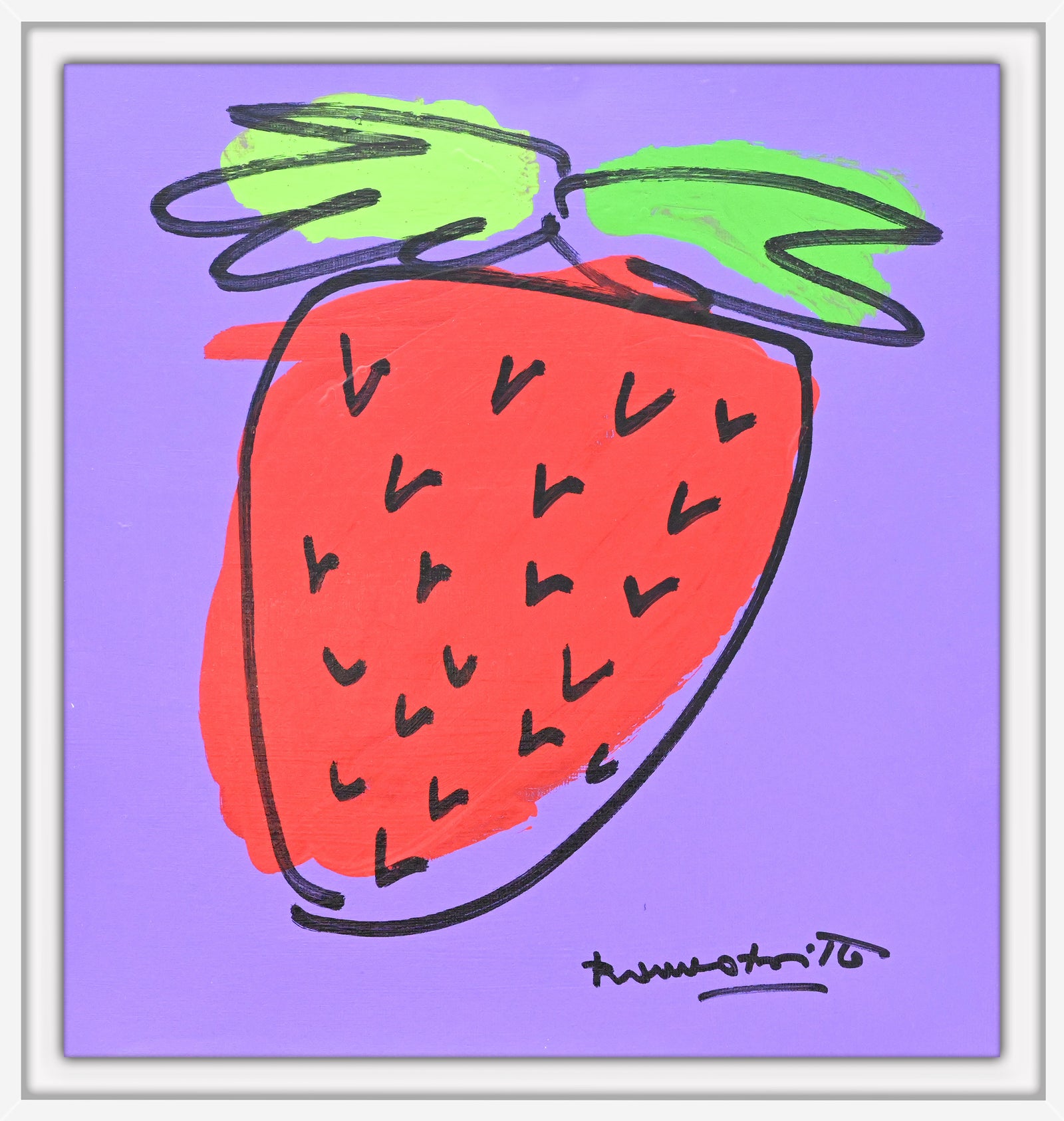 Romero Britto strawberry original drawing  colorful pop art design