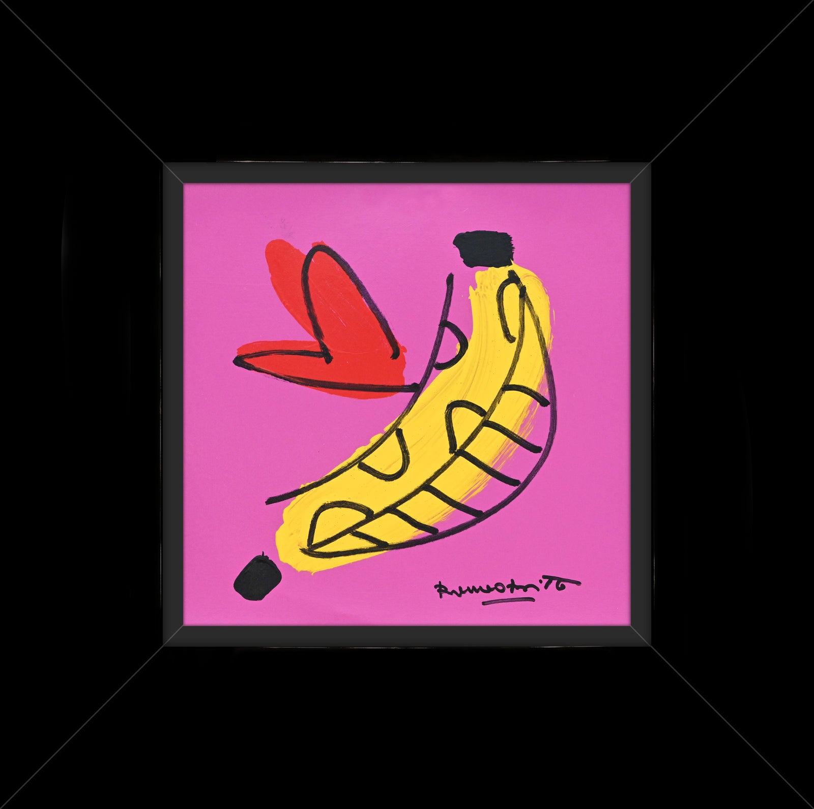 Romero Britto banana original drawing  colorful pop art design