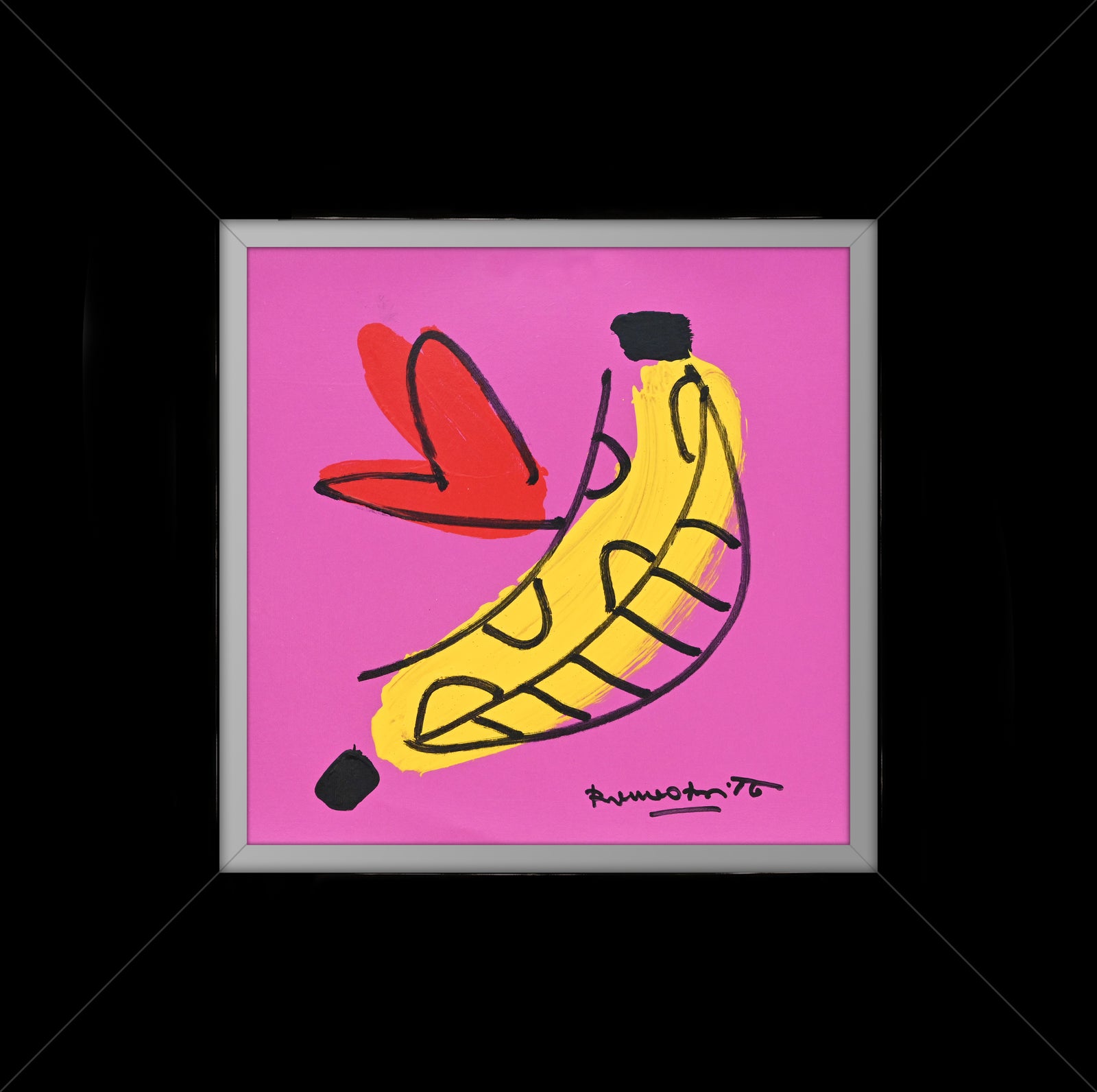 Romero Britto banana original drawing  colorful pop art design