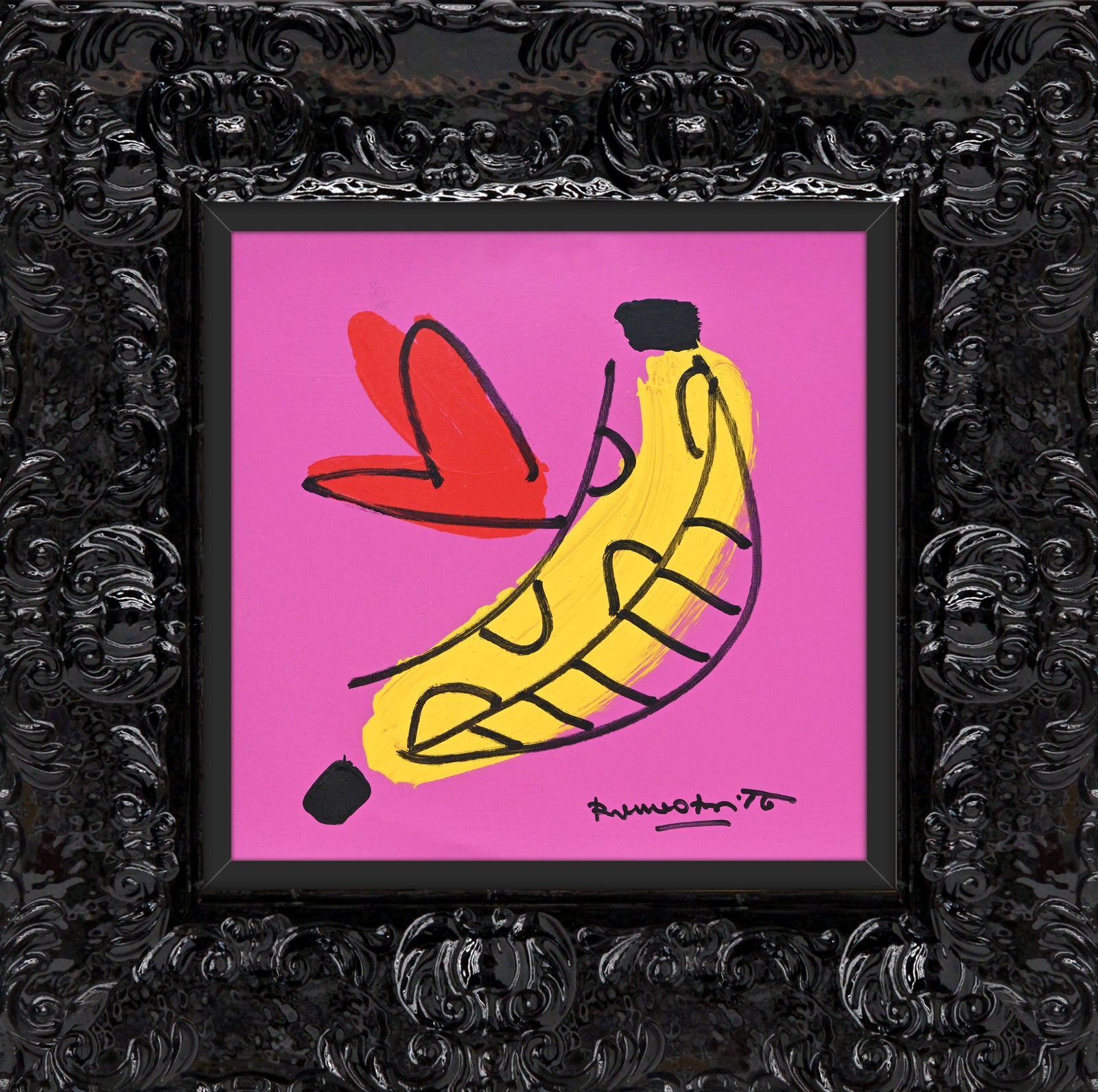 banana original drawing  colorful decorative collectible gift idea