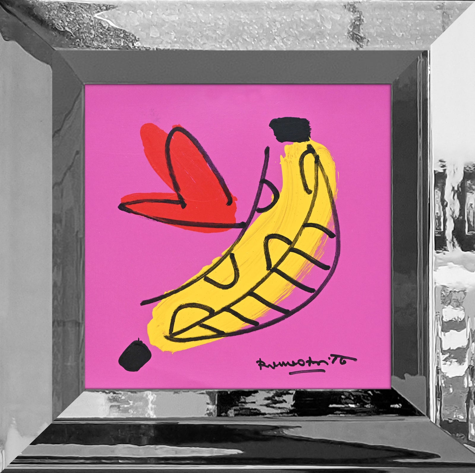 Romero Britto banana original drawing  colorful pop art design