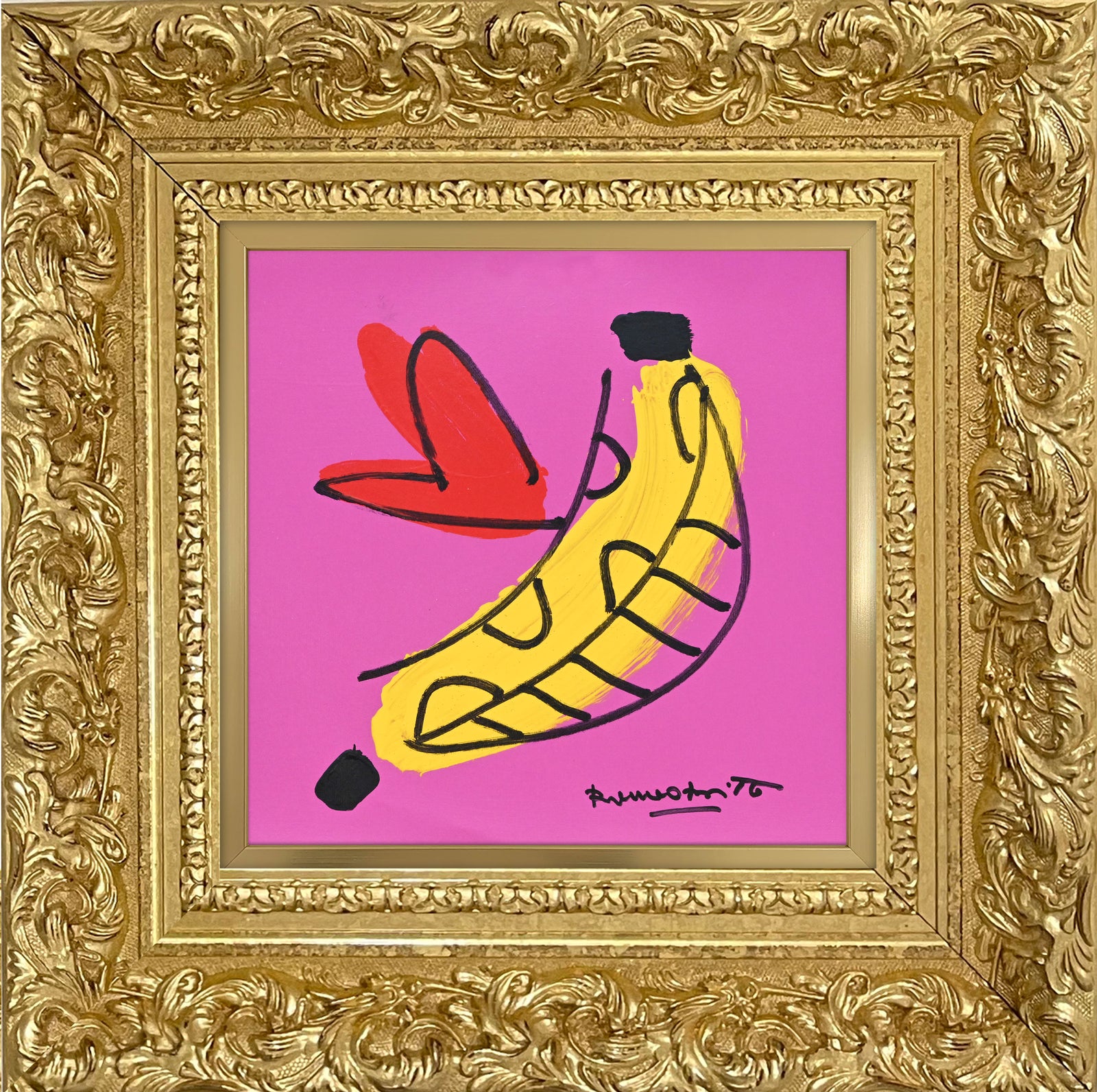 modern pop art banana original drawing  vibrant home decor