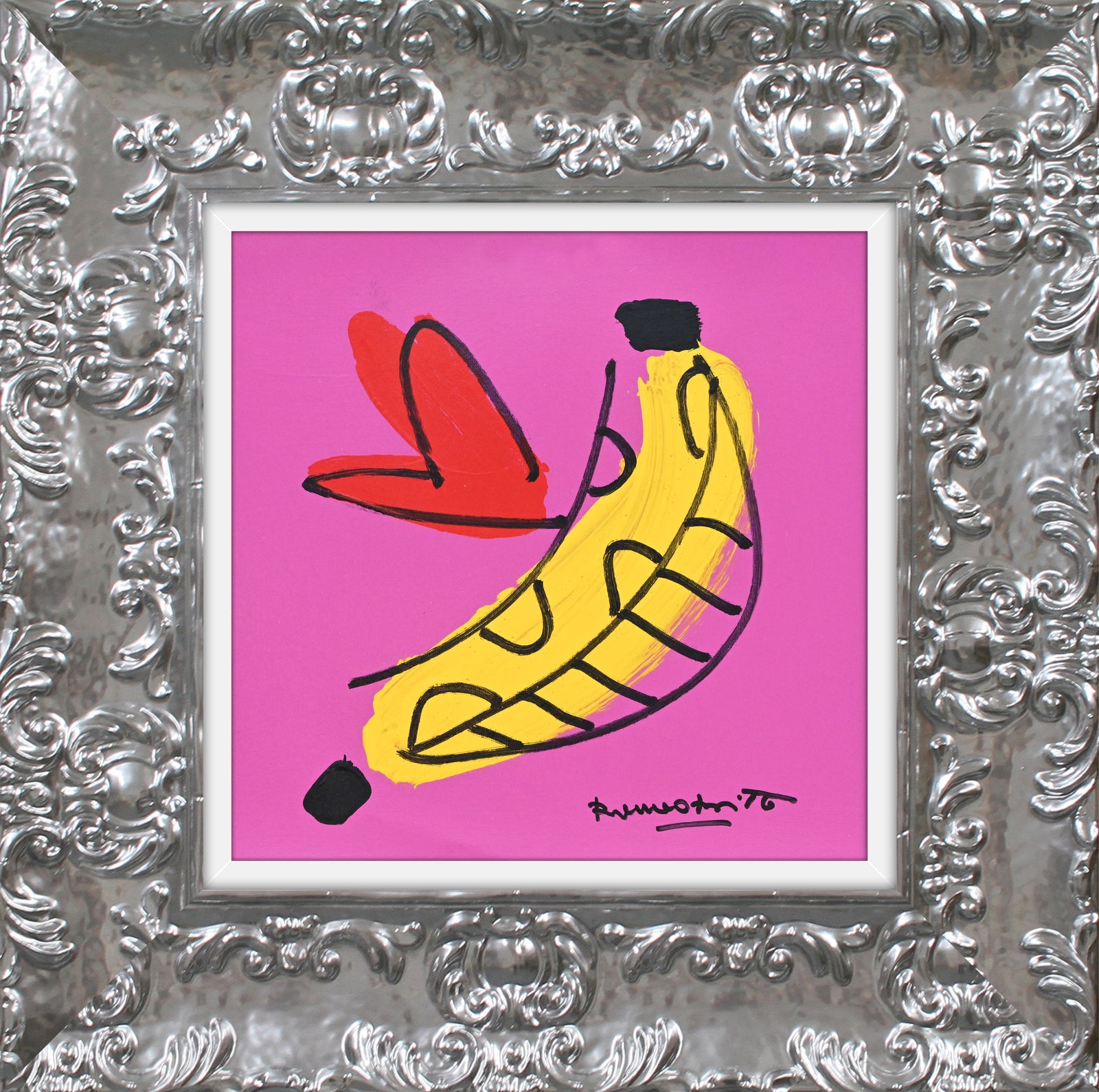 banana original drawing  artistic colorful design collectible