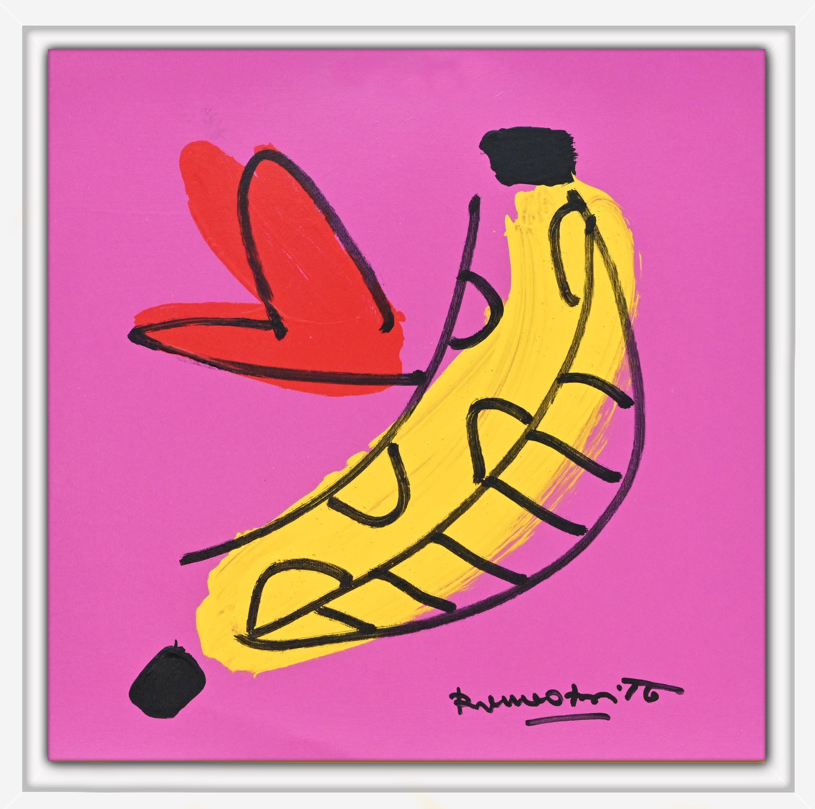 Romero Britto banana original drawing  contemporary pop art piece
