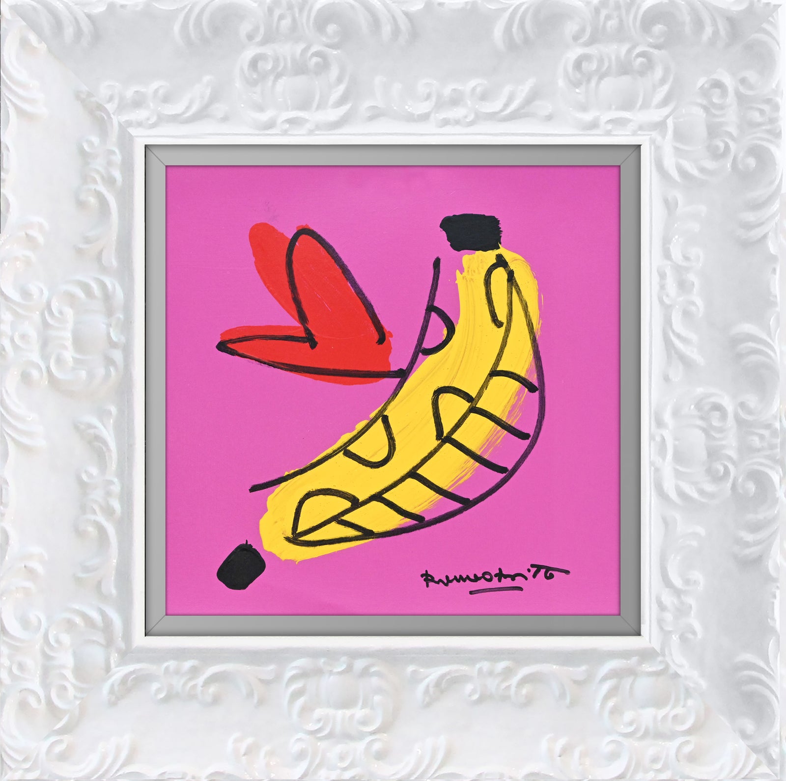 modern pop art banana original drawing  vibrant home decor