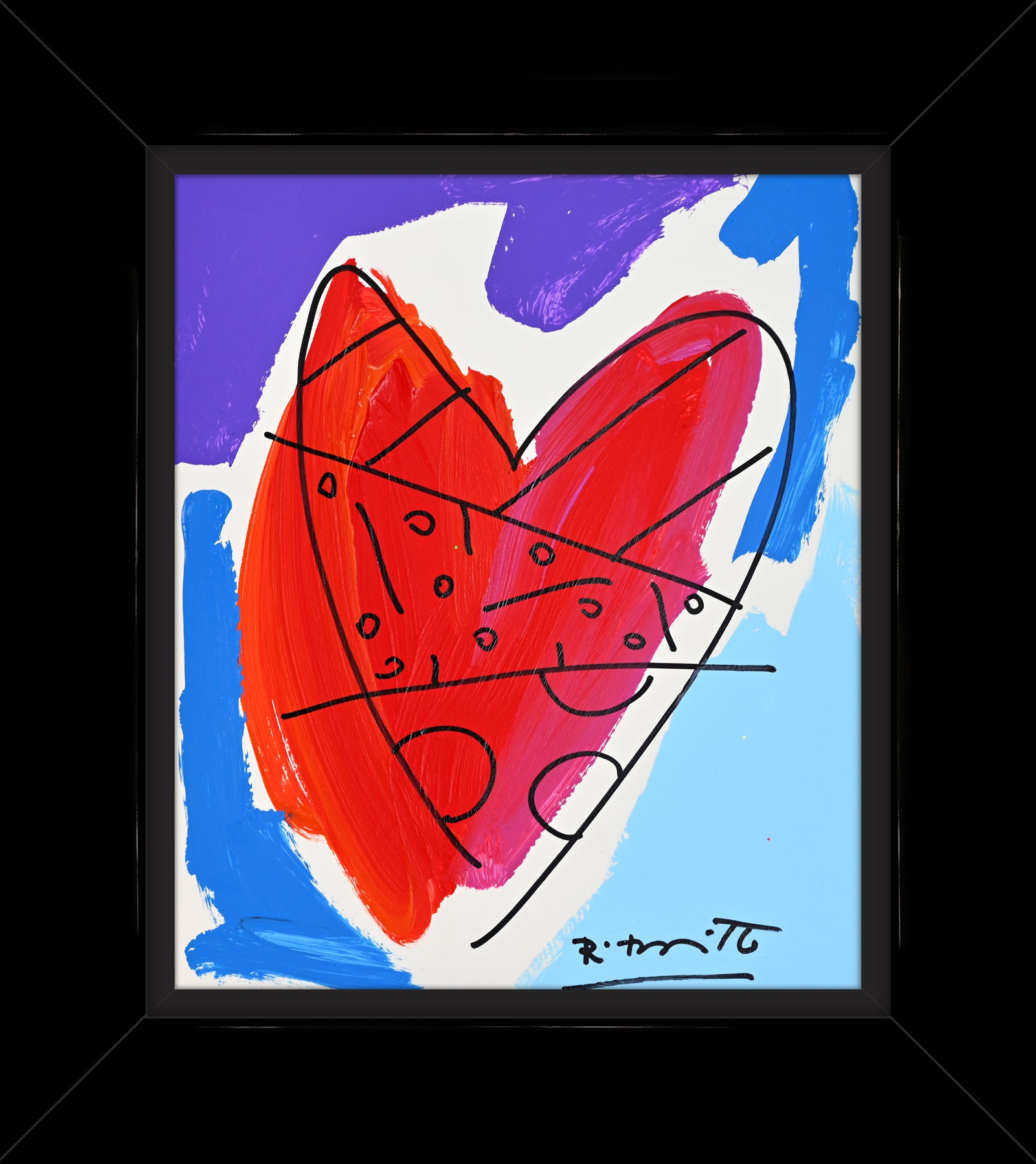 Romero Britto thomas collection heart original drawing  colorful pop art design