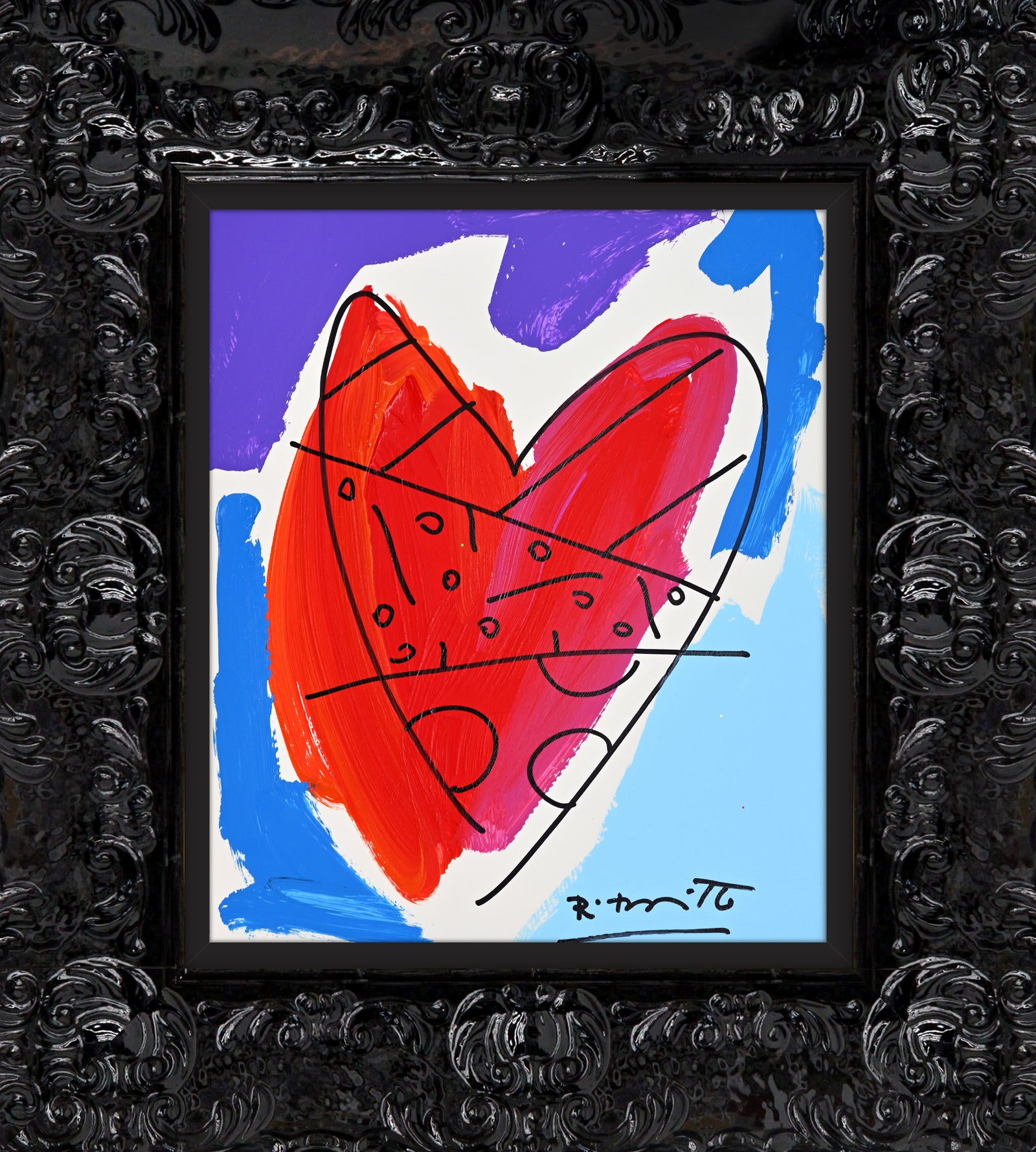 Romero Britto thomas collection heart original drawing  colorful pop art design