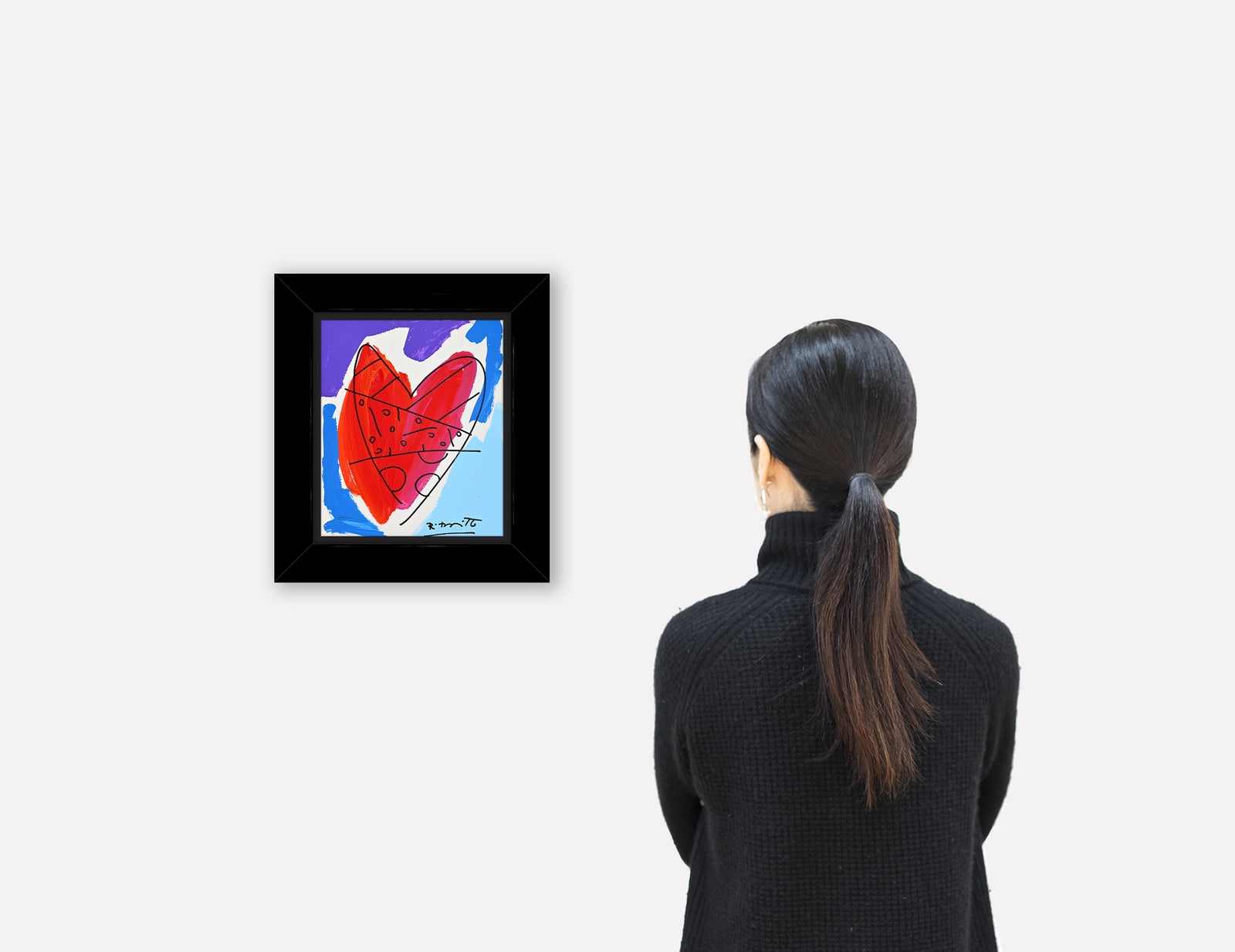 modern pop art thomas collection heart original drawing  vibrant home decor